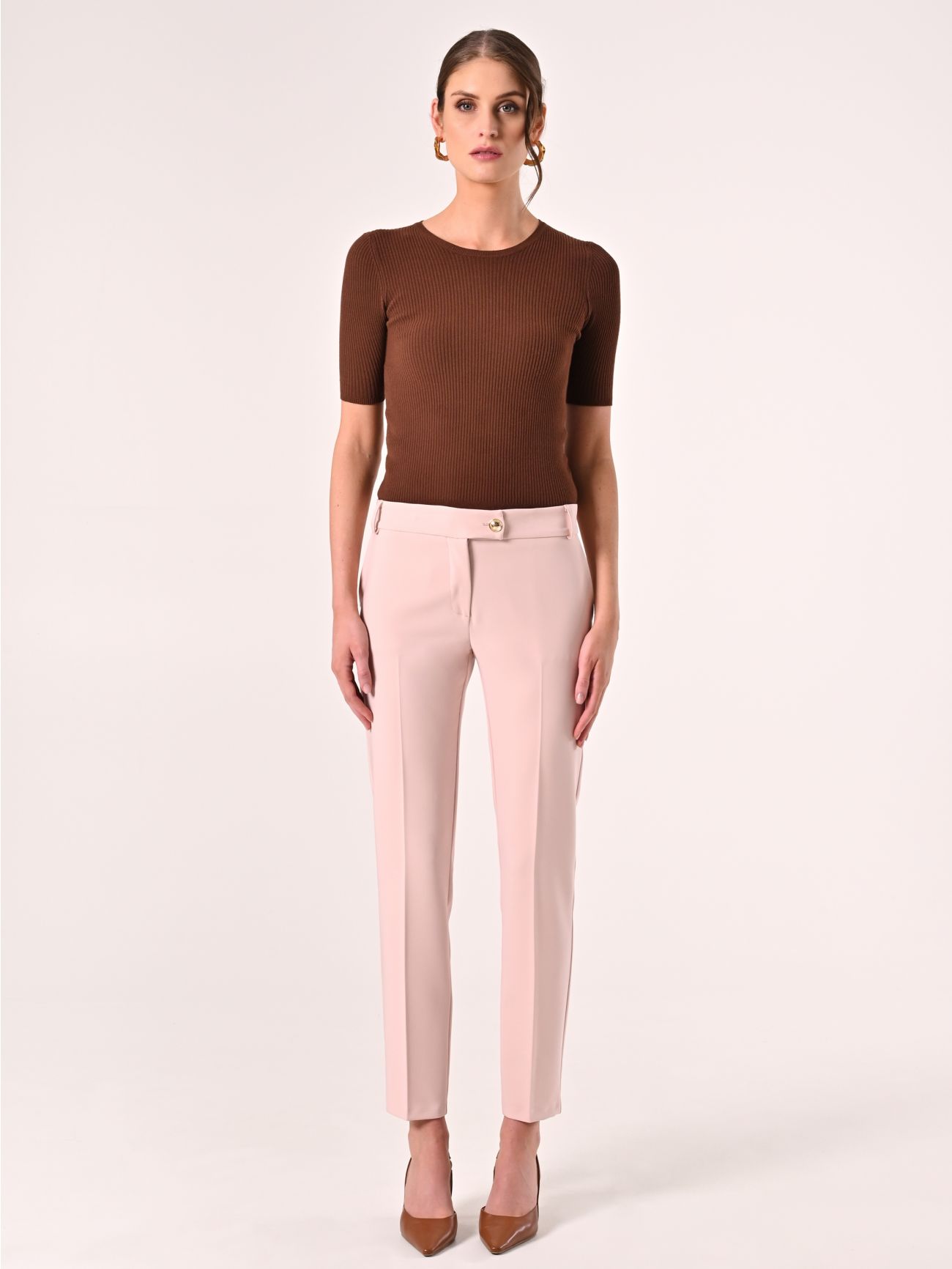 Pantalon rose clair en tissu technique det_1