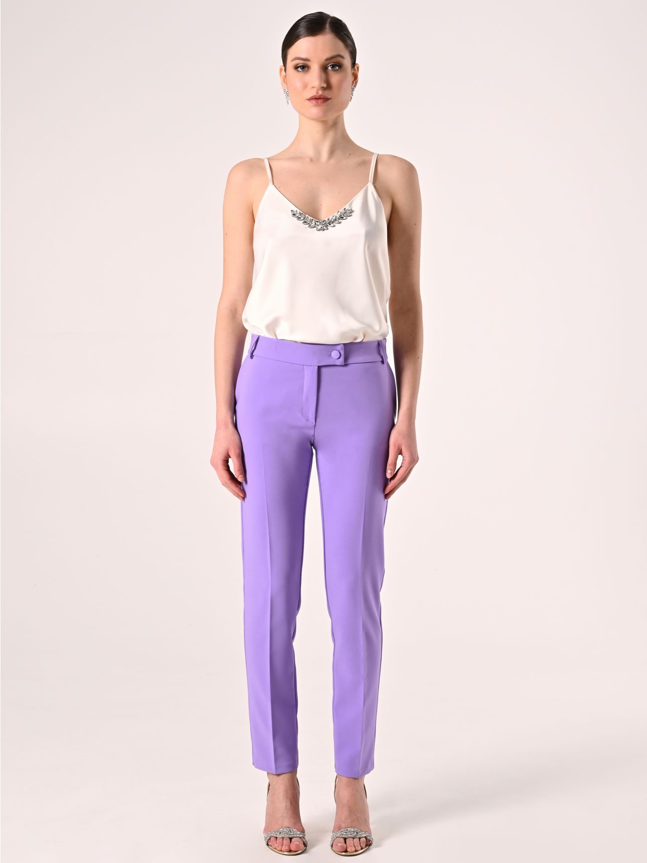 Lilac Trousers in Technical Fabric det_1