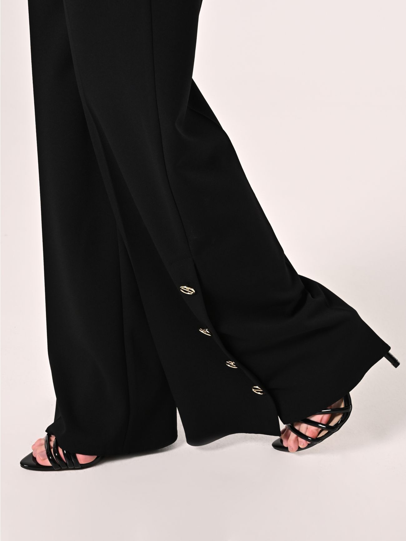 Black Palazzo Trousers in Scuba Crepe Fabric in_i5