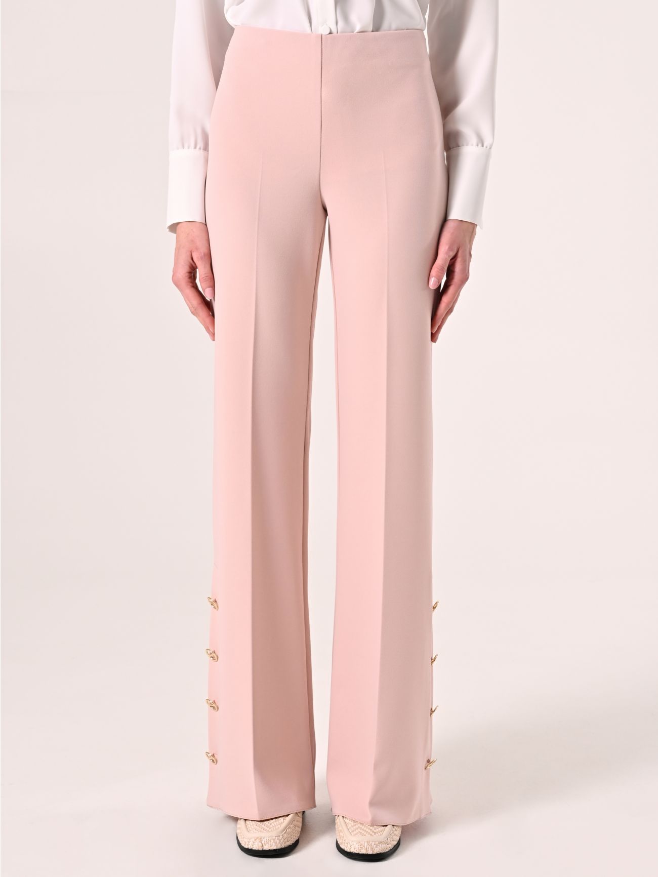 Palazzo Trousers in Light Pink Scuba Crepe Fabric det_2