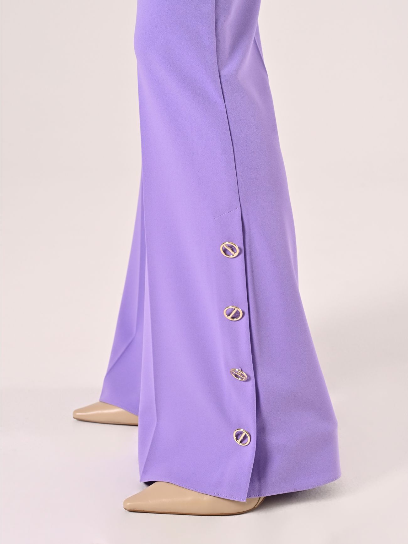 Pantaloni Palazzo in Scuba Mano Crepe Viola Lavanda in_i5