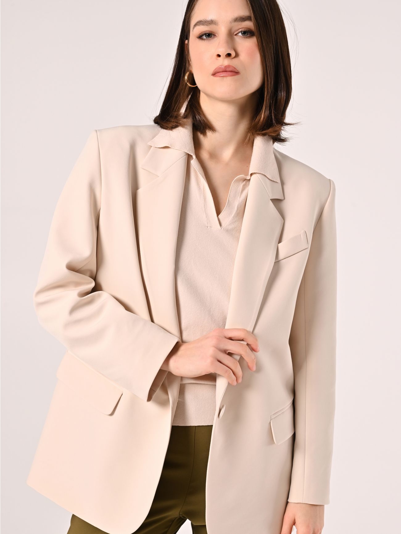 Giacca Monopetto Beige Chiaro in_i7