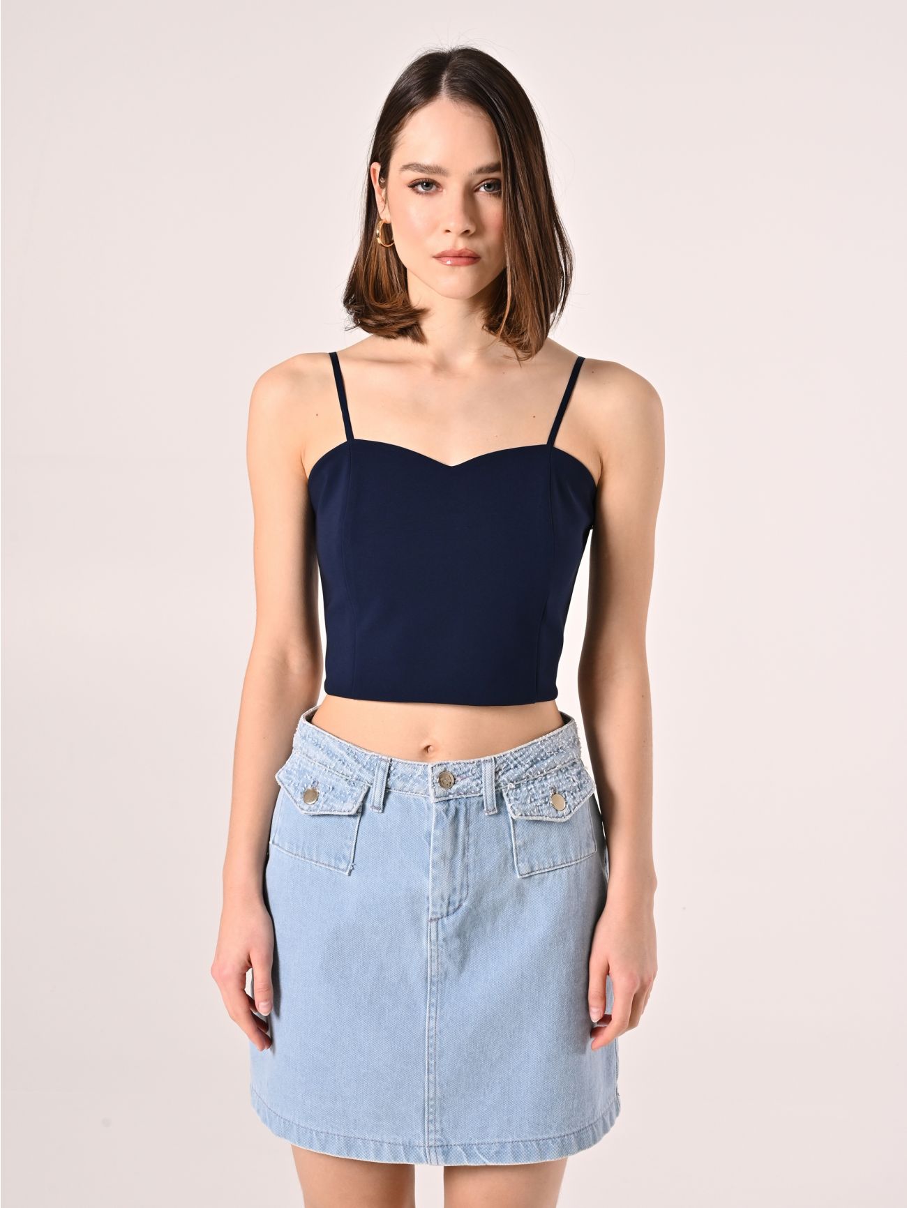 Top en tissu technique bleu det_2
