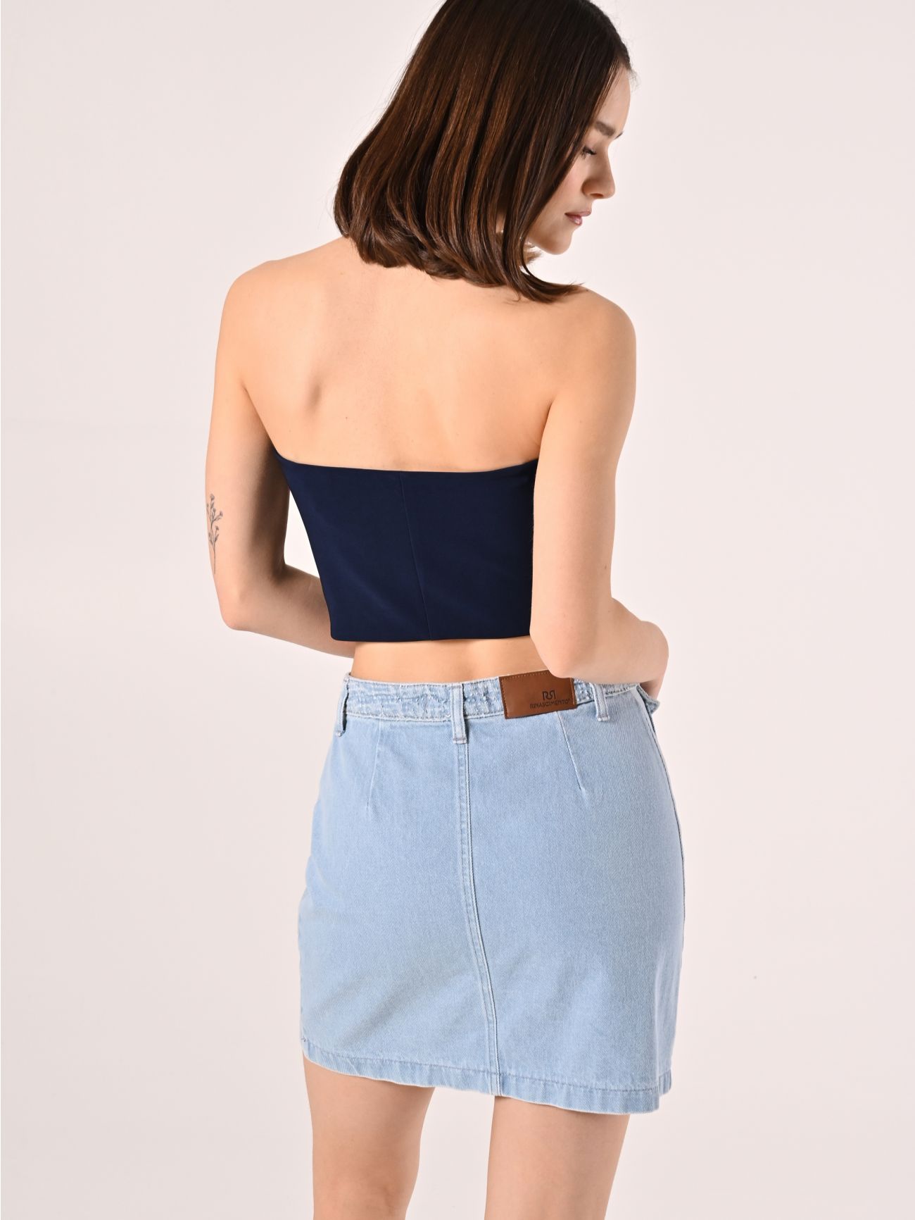 Top en tissu technique bleu det_3