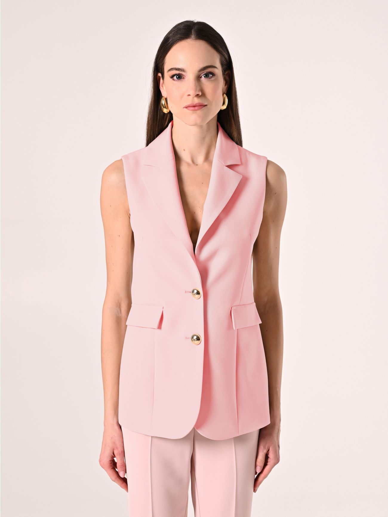 Gilet in Tessuto Tecnico Rosa Chiaro det_2