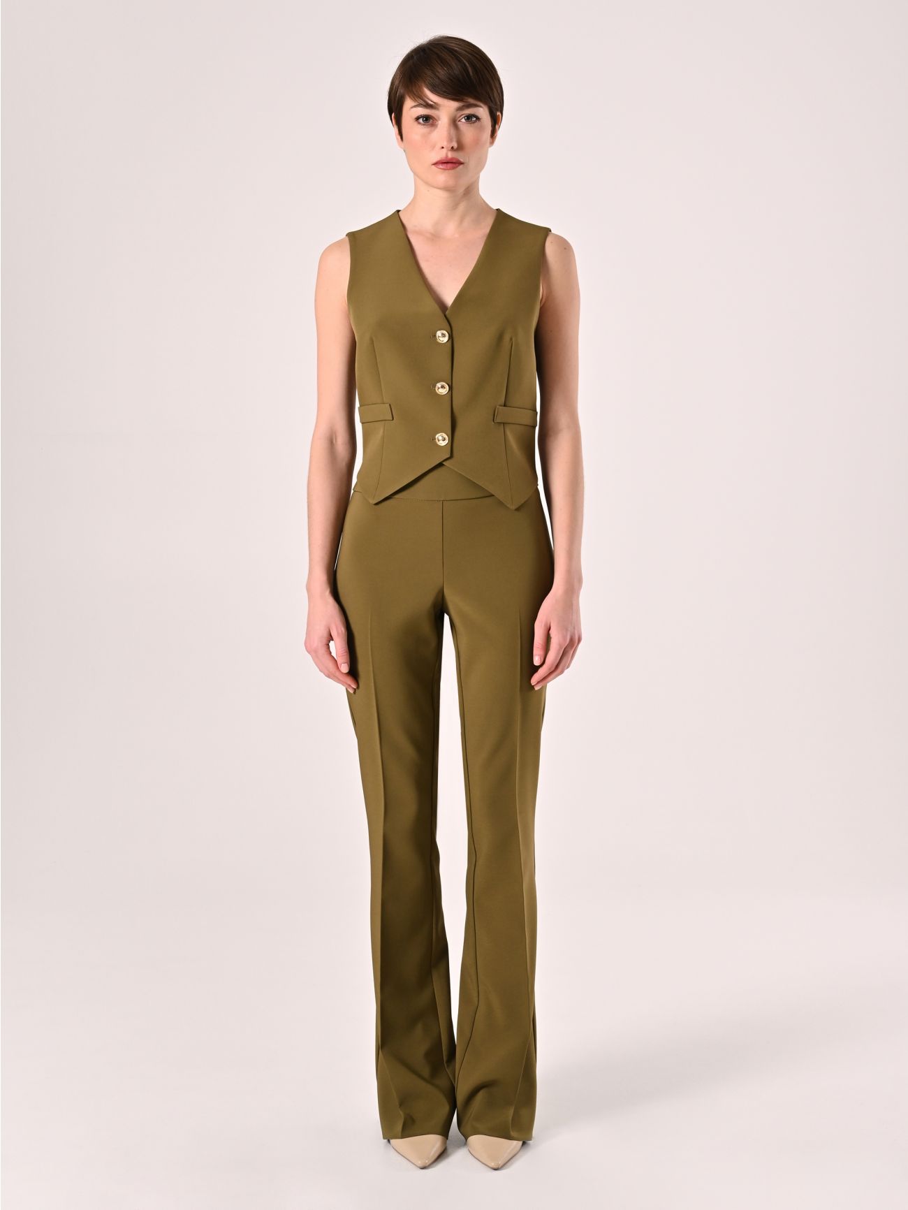 Gilet in Tessuto Tecnico Verde Militare det_1