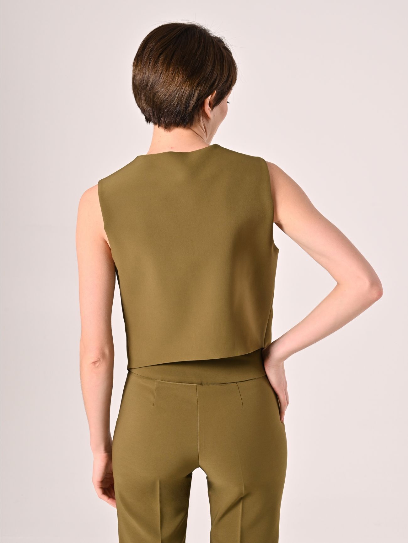 Gilet in Tessuto Tecnico Verde Militare det_3