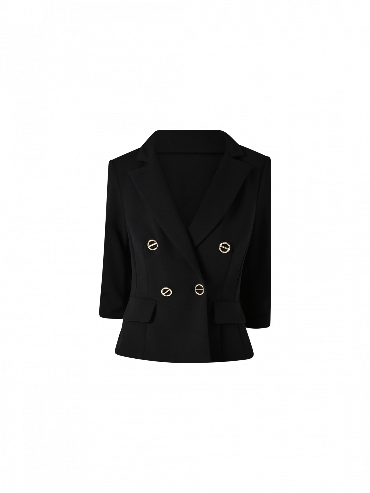 Kurze Jacke in Schwarz aus Scuba-Handkreppstoff det_4