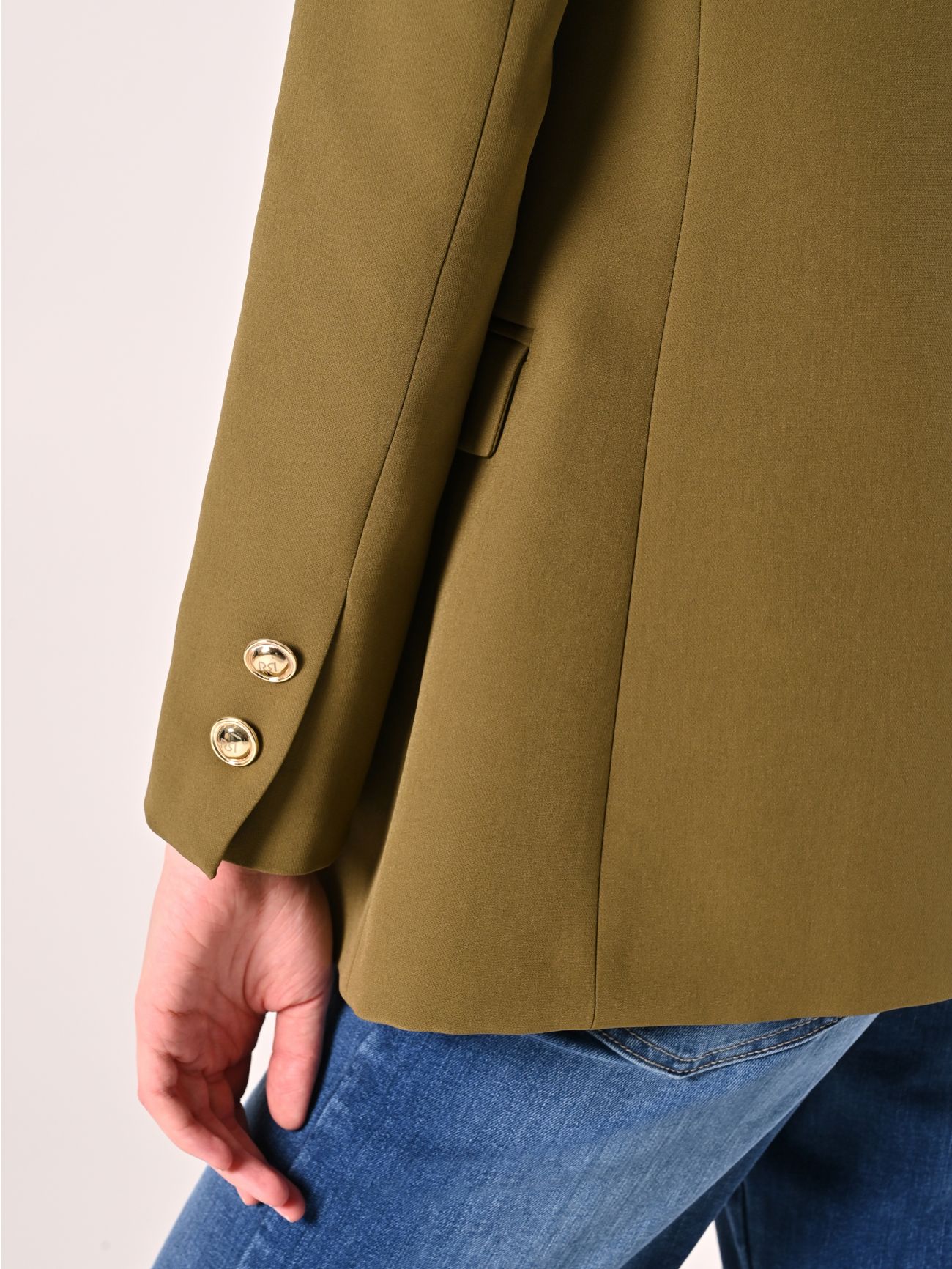 Giacca Monopetto con Bottoni Dorati Verde Militare in_i5