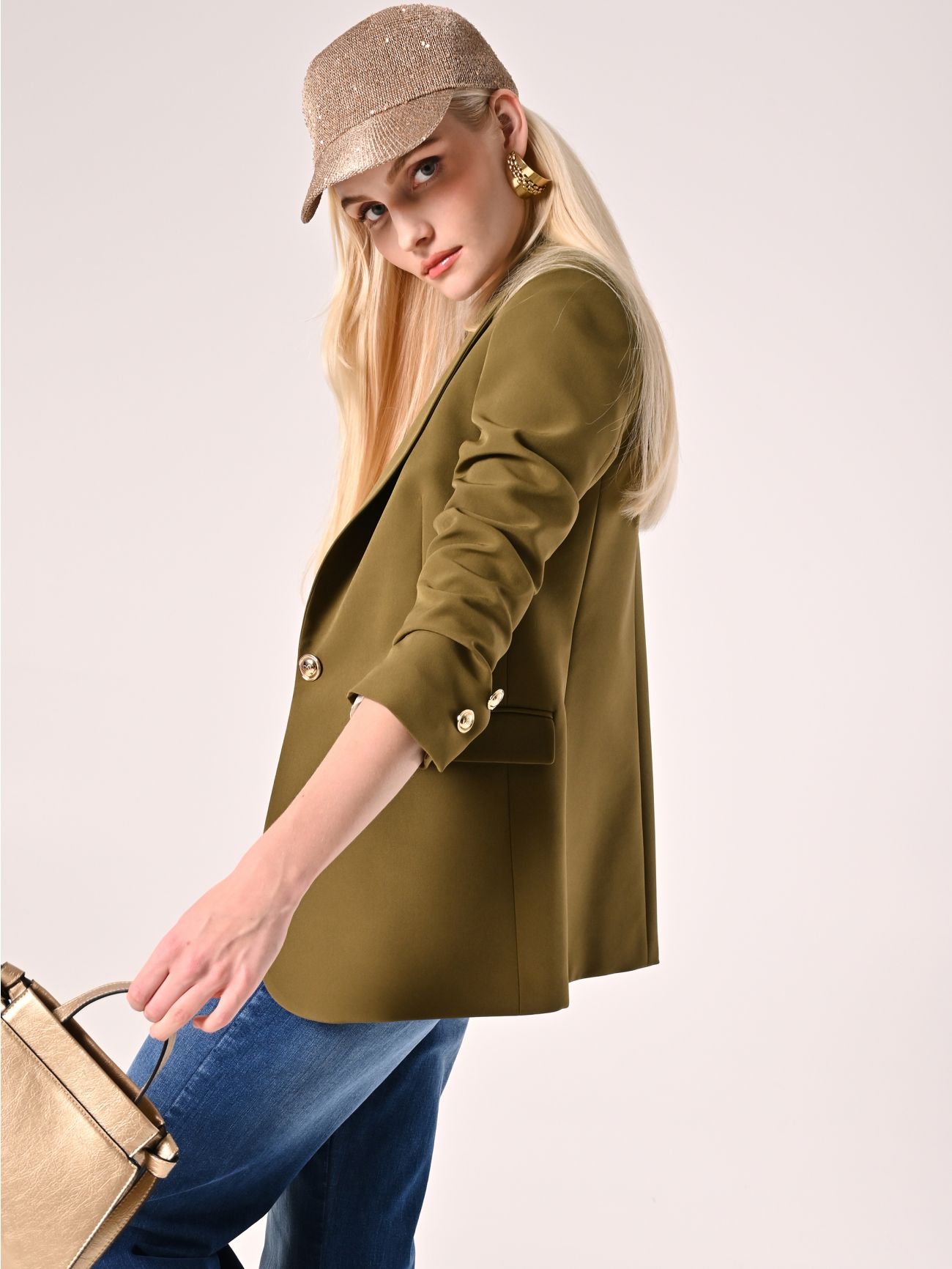 Veste vert militaire à simple boutonnage avec boutons dorés  Rinascimento