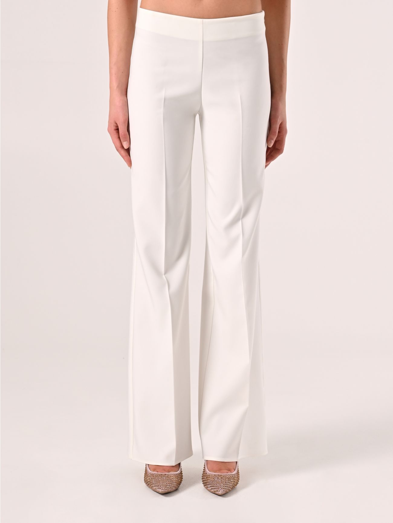 Palazzo Trousers in White Technical Fabric det_2