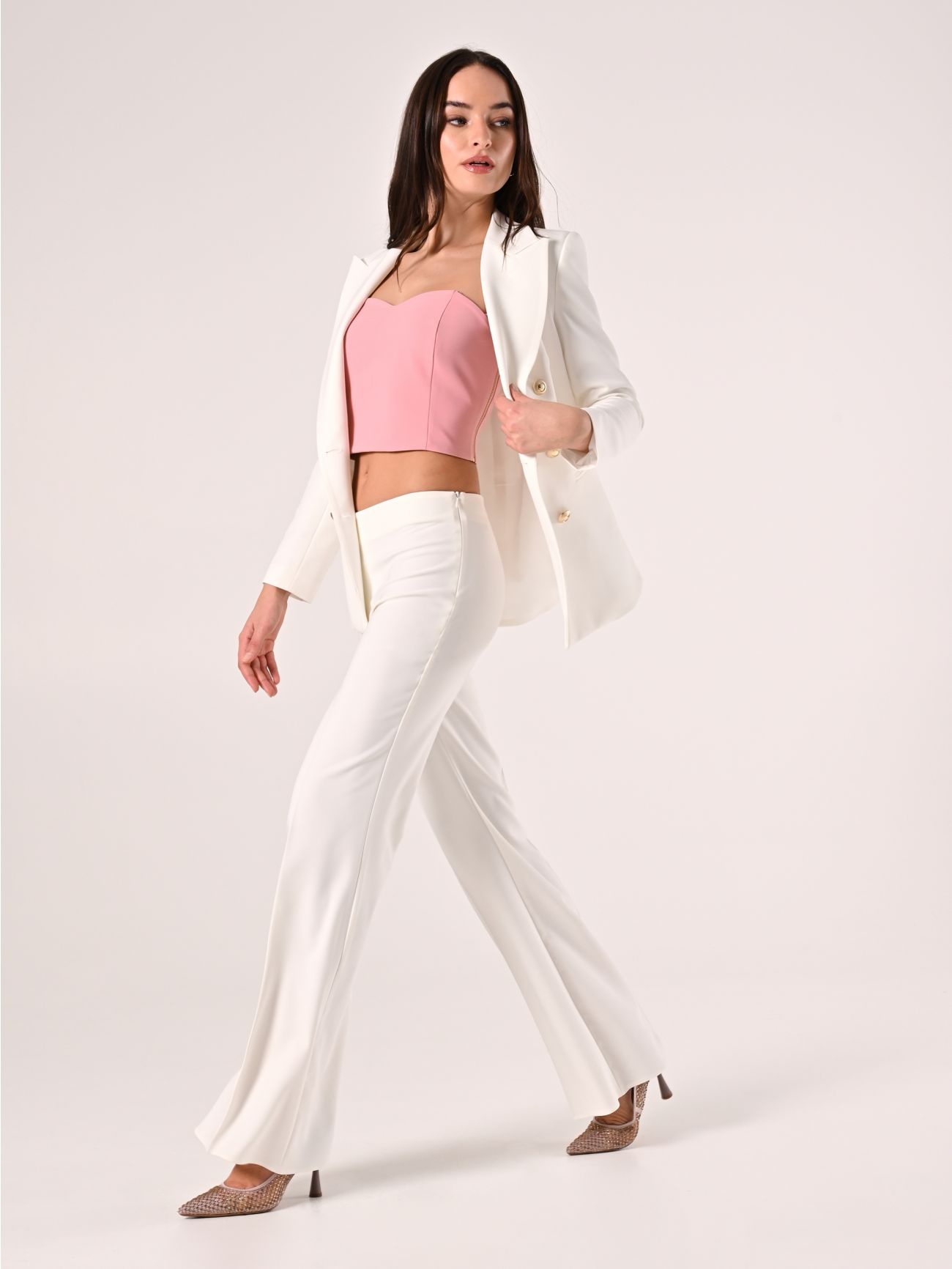 Palazzo Trousers in White Technical Fabric in_i7