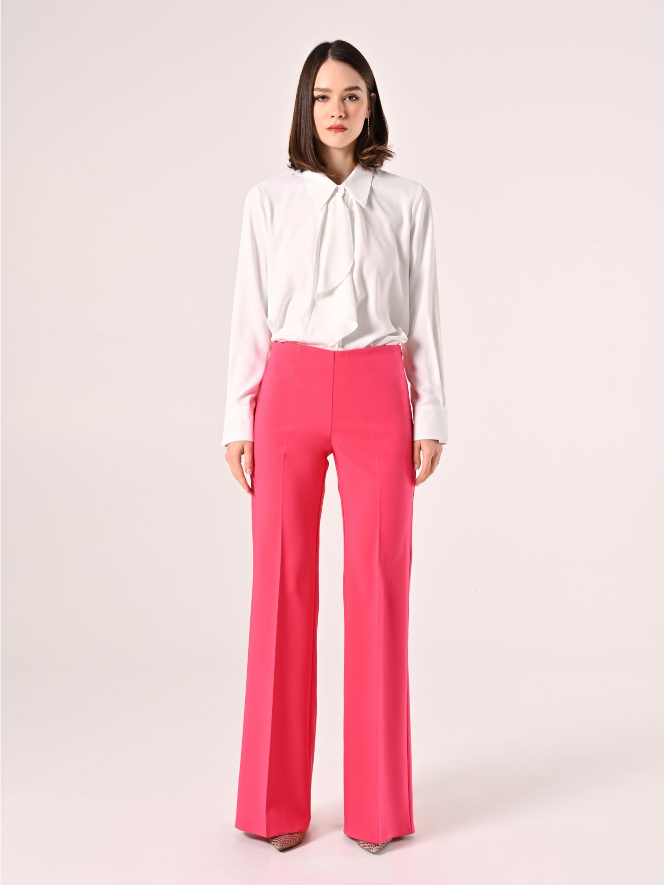 Palazzo Trousers in Fuchsia Technical Fabric det_1