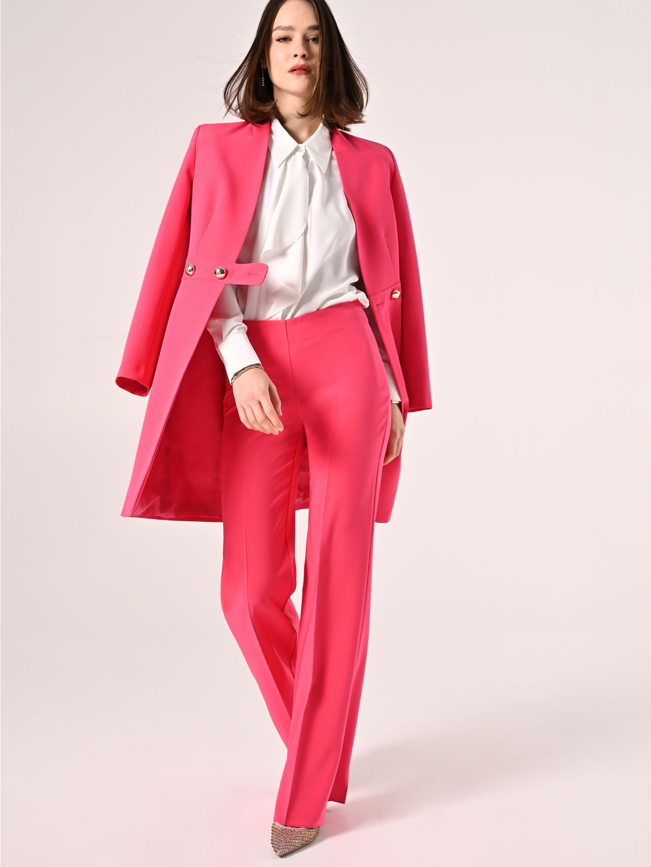 Palazzo Trousers in Fuchsia Technical Fabric sp_e1