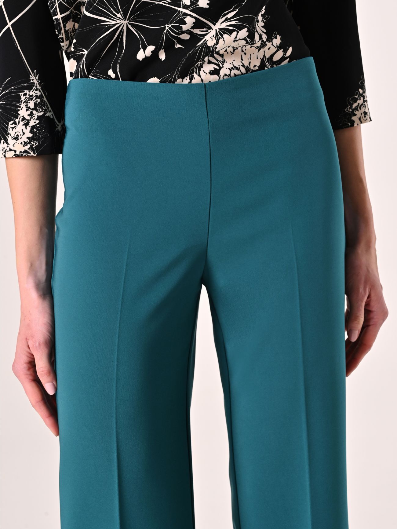 Palazzo Trousers in Royal Green Technical Fabric in_i5