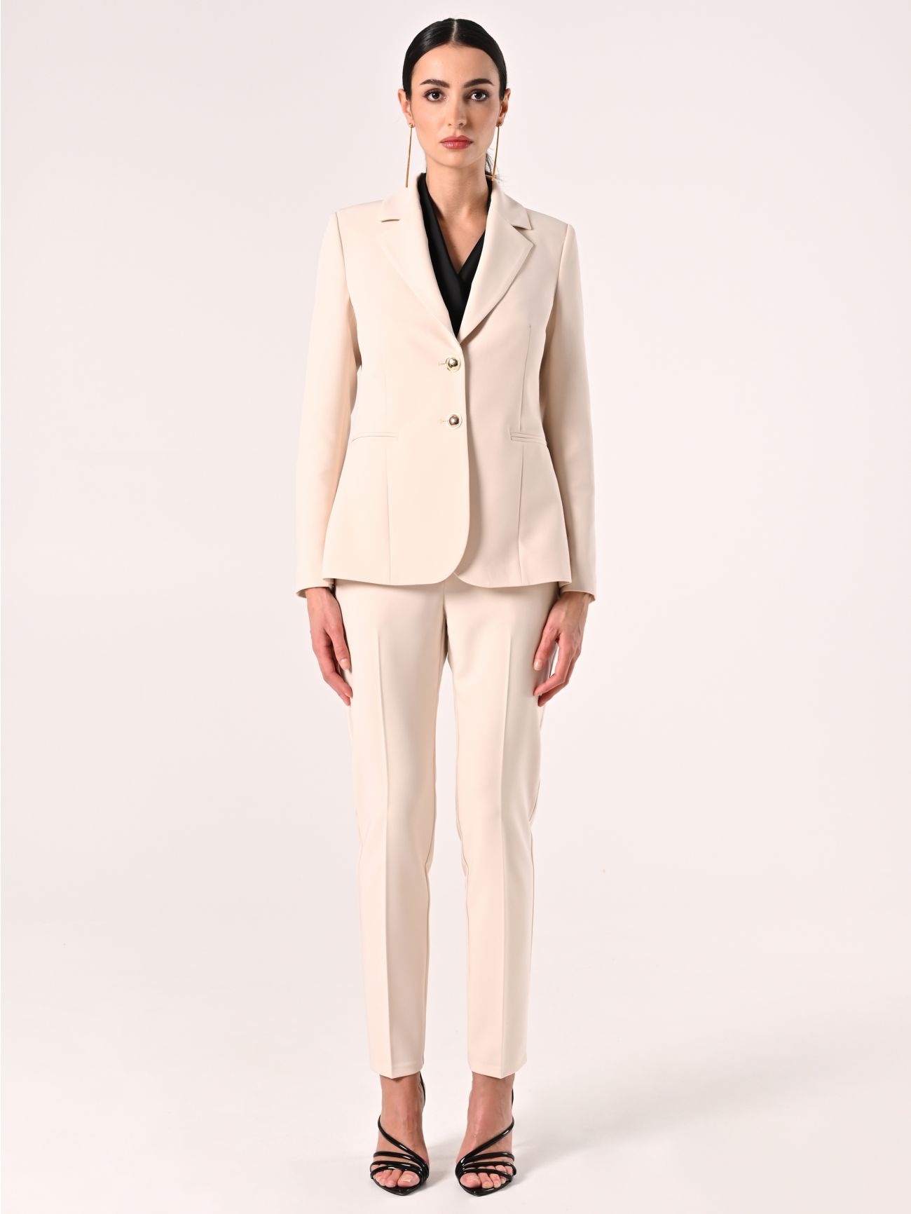 Two-Button Jacket in Light Beige Technical Fabric det_1
