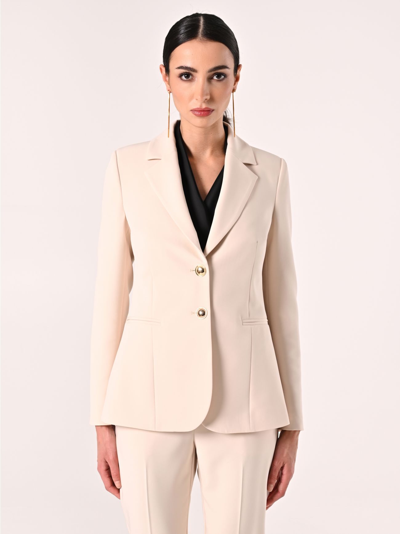 Two-Button Jacket in Light Beige Technical Fabric det_2