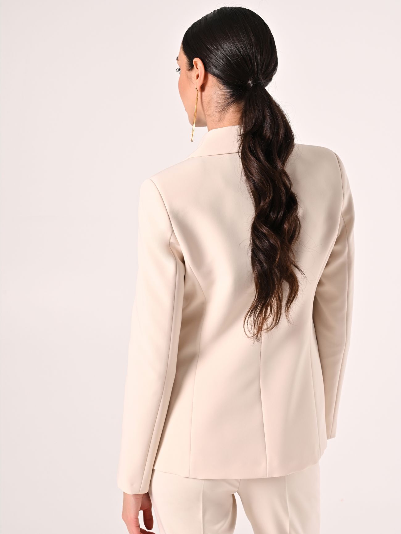 Two-Button Jacket in Light Beige Technical Fabric det_3