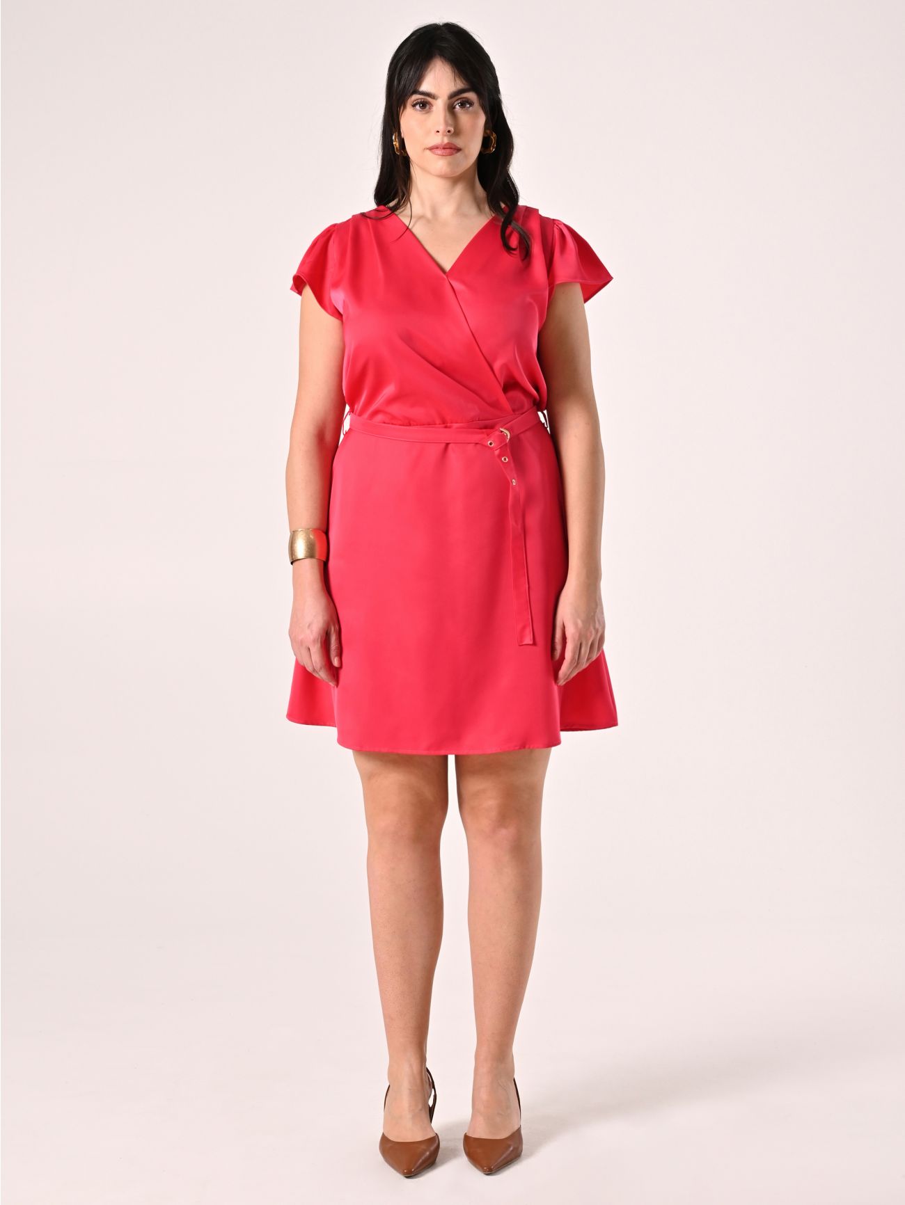 Robe curvy fuchsia en satin det_1