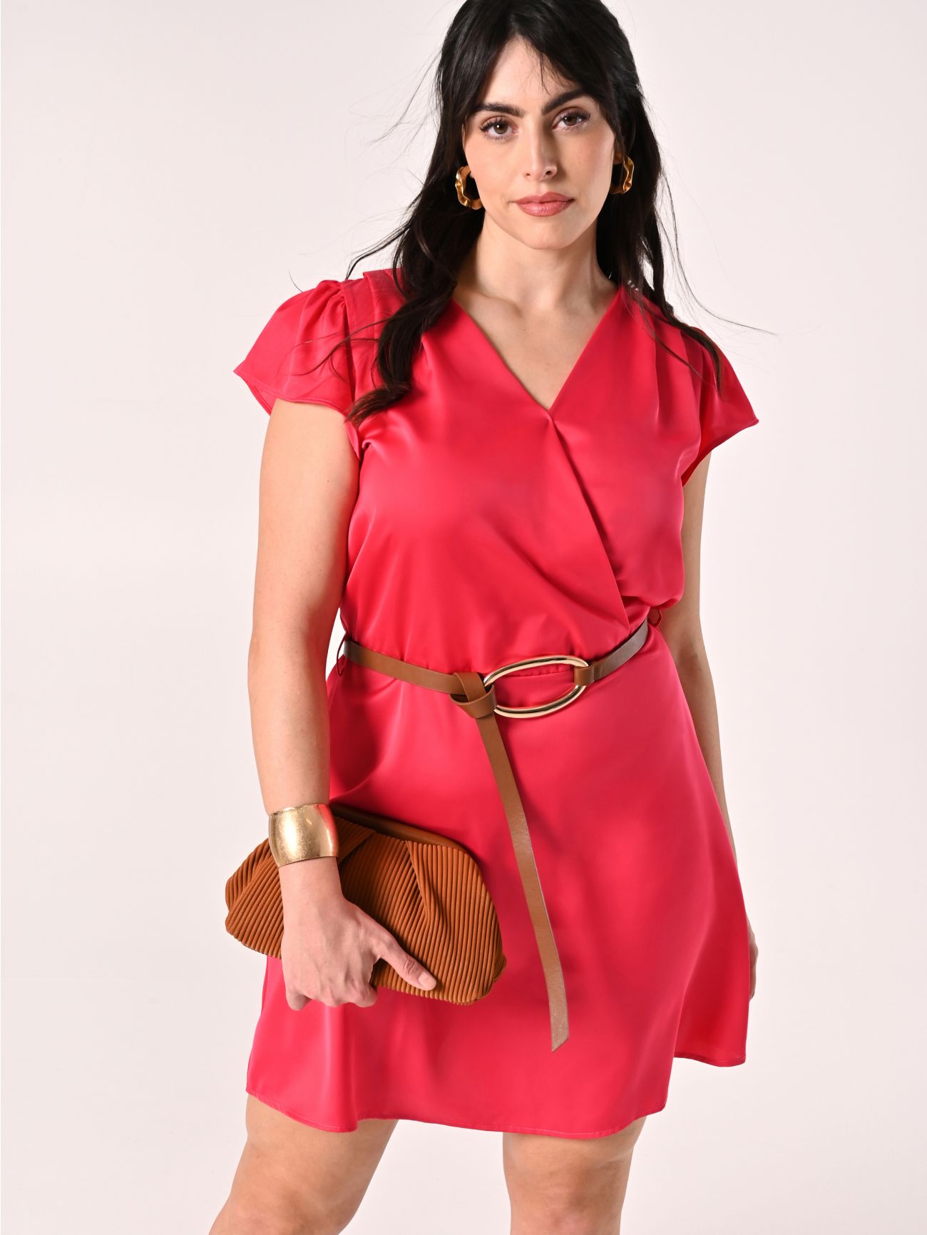 Robe curvy fuchsia en satin sp_e1