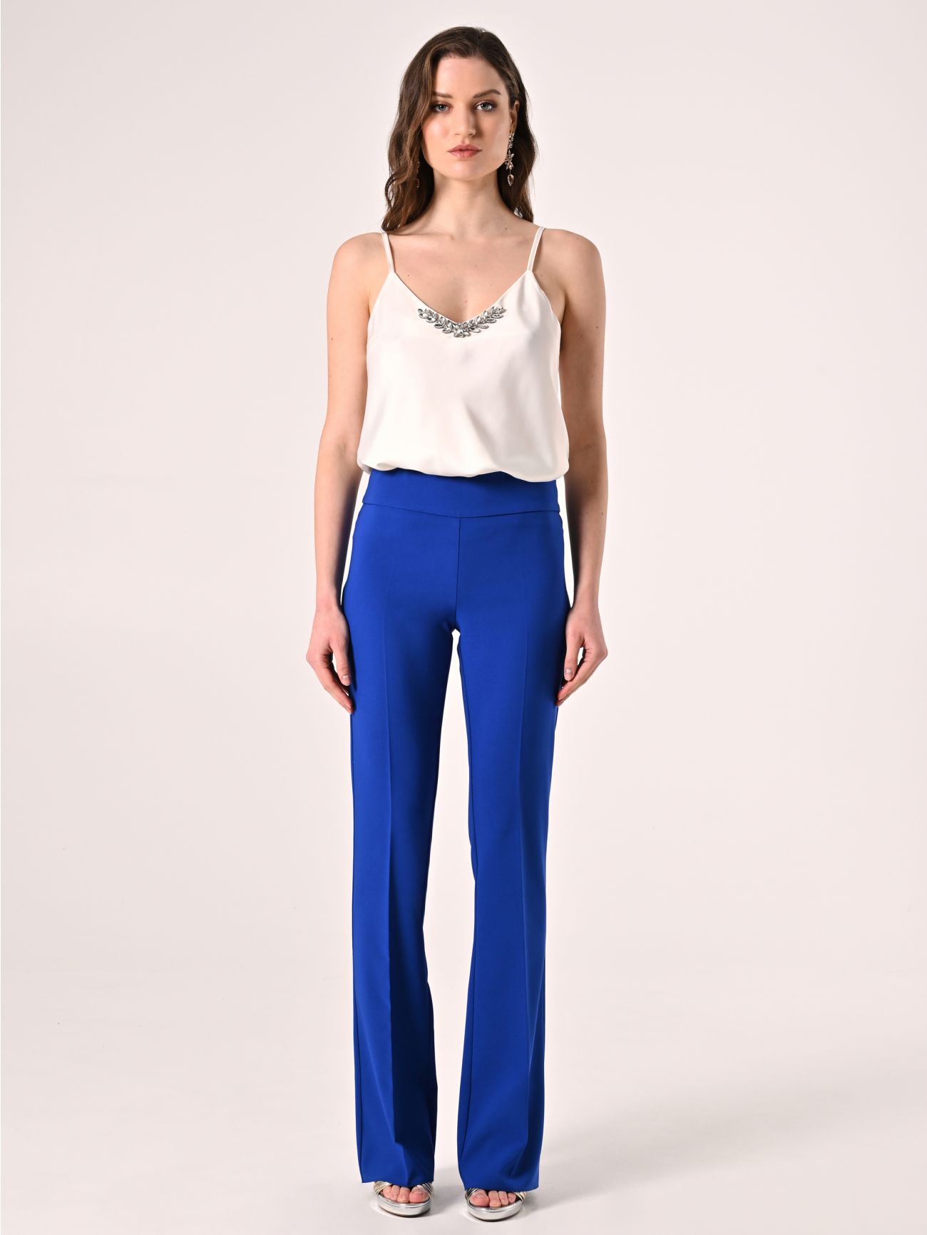 China Blue Trousers in Technical Fabric with Waistband det_1