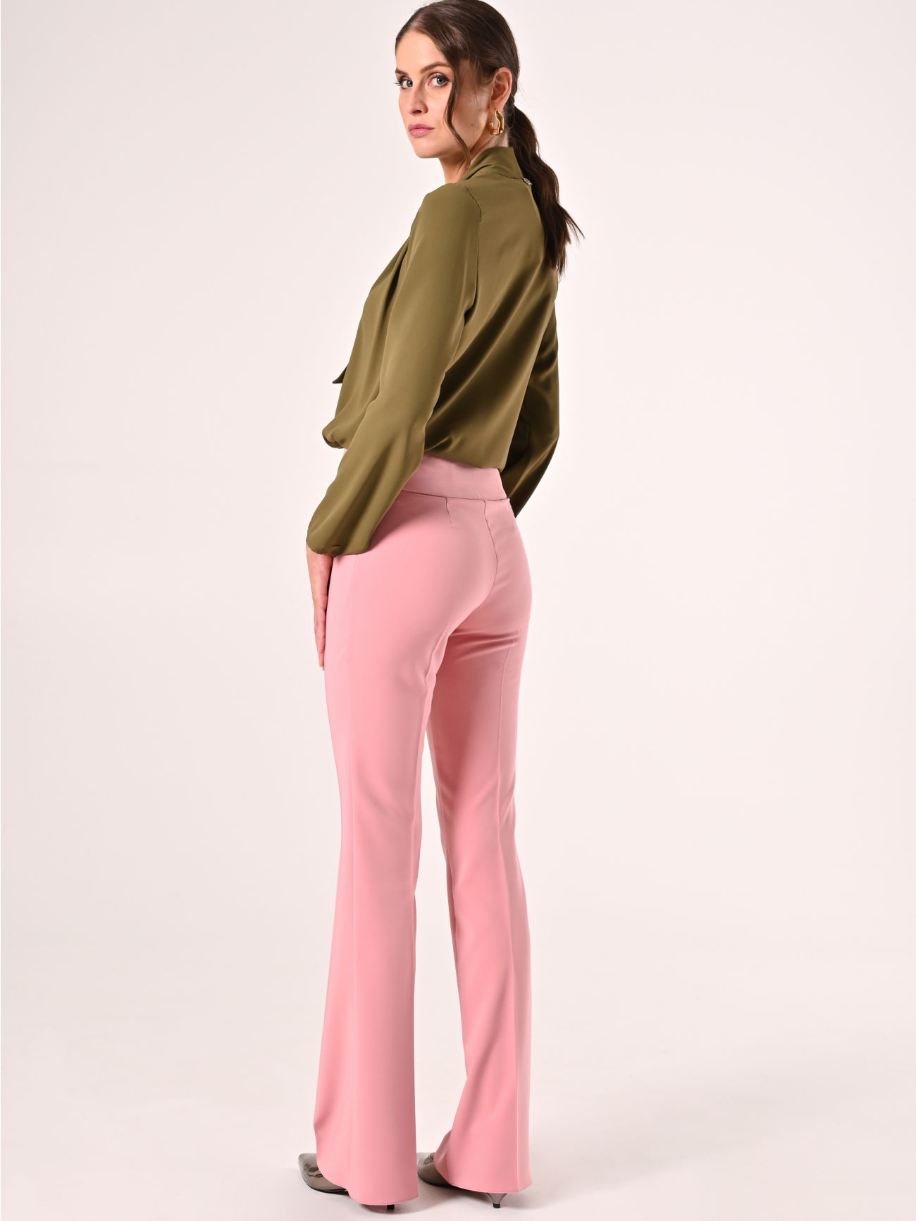 Pantaloni in Tessuto Tecnico Rosa Antico con Fascione in Vita det_3