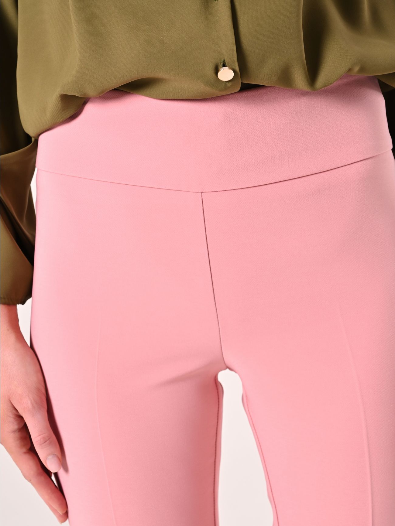 Pantaloni in Tessuto Tecnico Rosa Antico con Fascione in Vita in_i5