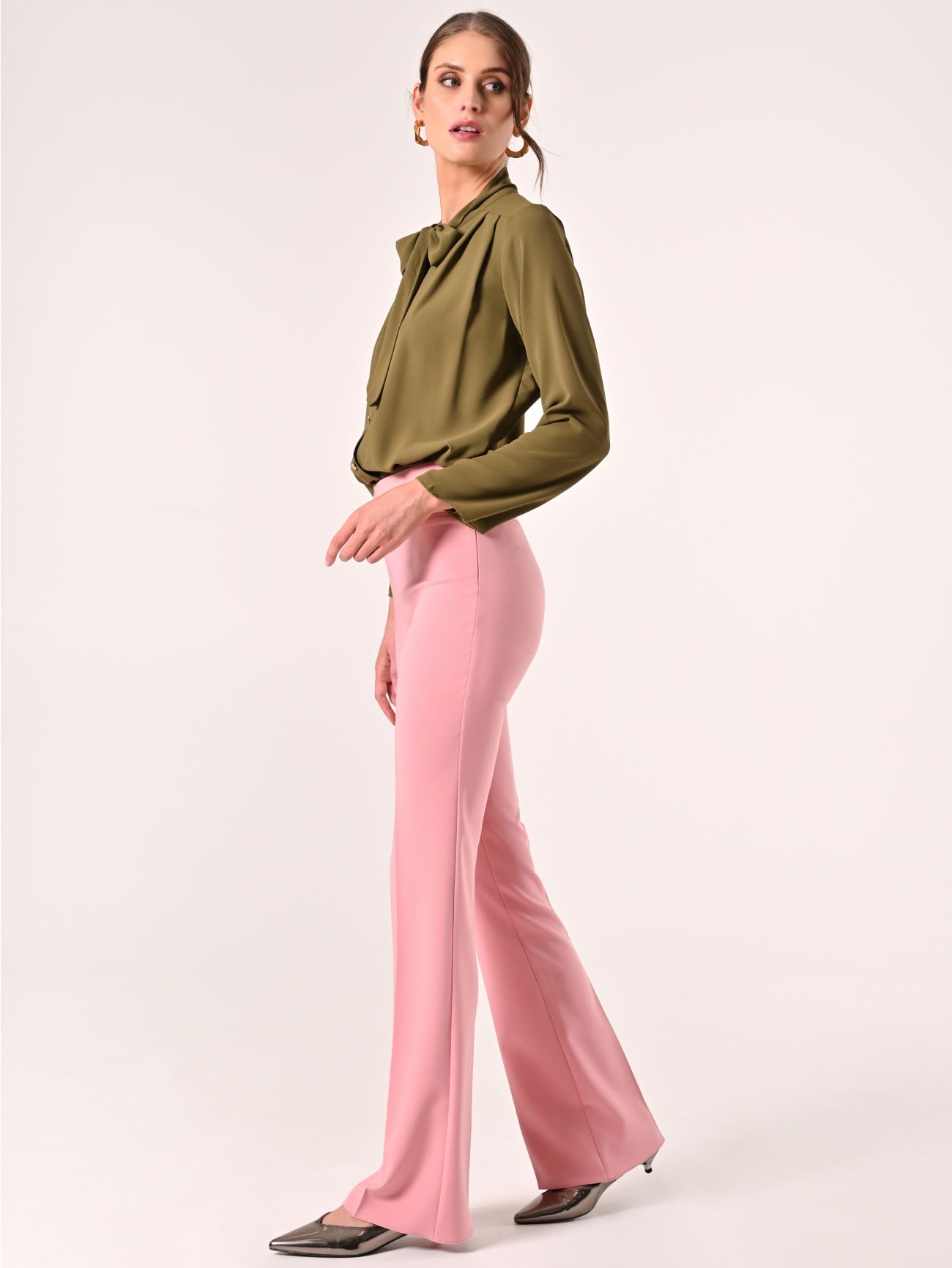 Pantaloni in Tessuto Tecnico Rosa Antico con Fascione in Vita in_i7