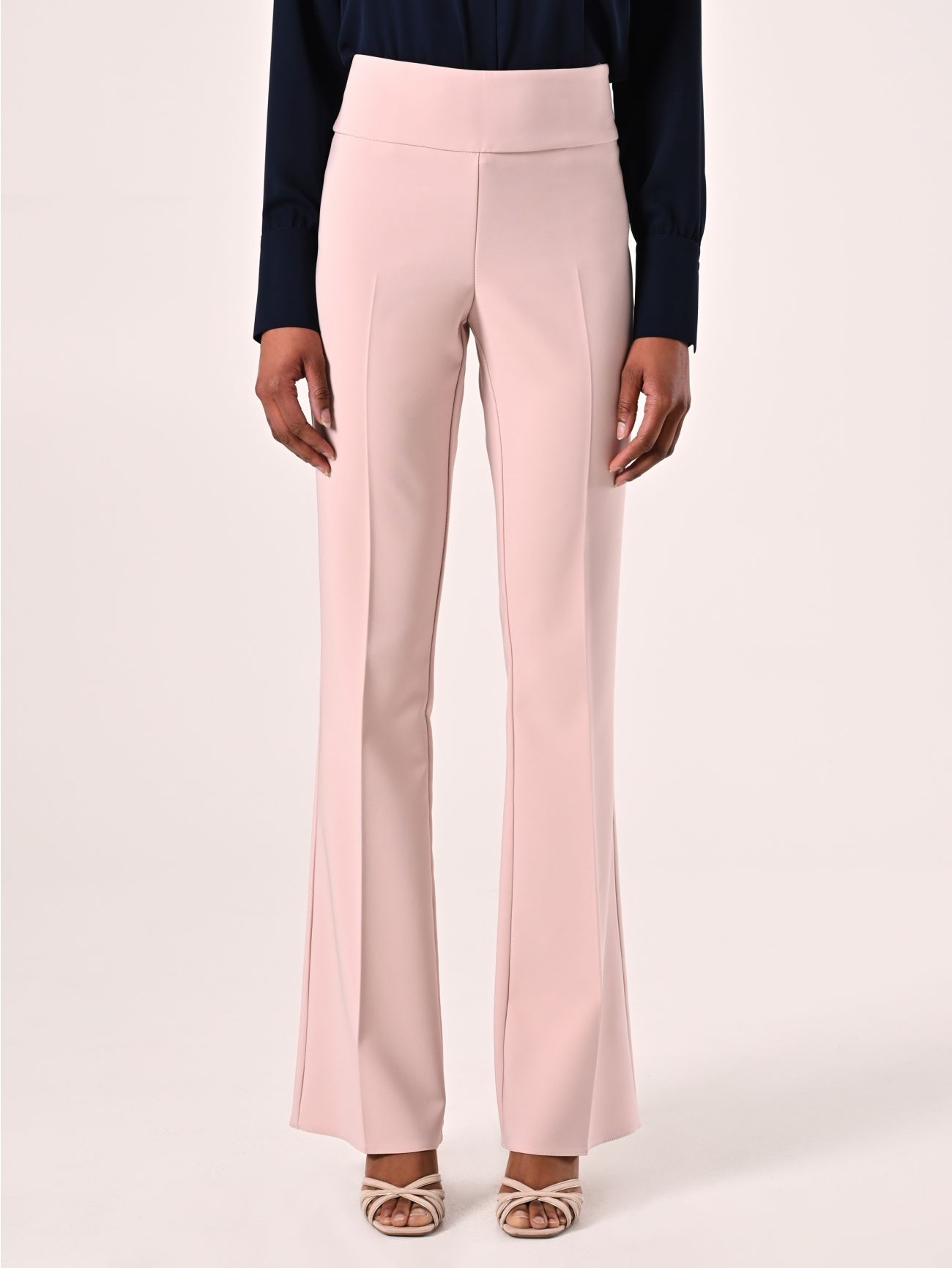 Pantaloni in Tessuto Tecnico Rosa Chiaro con Fascione in Vita det_2