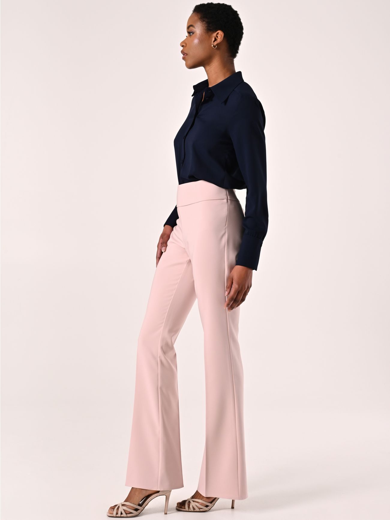 Pantaloni in Tessuto Tecnico Rosa Chiaro con Fascione in Vita in_i7
