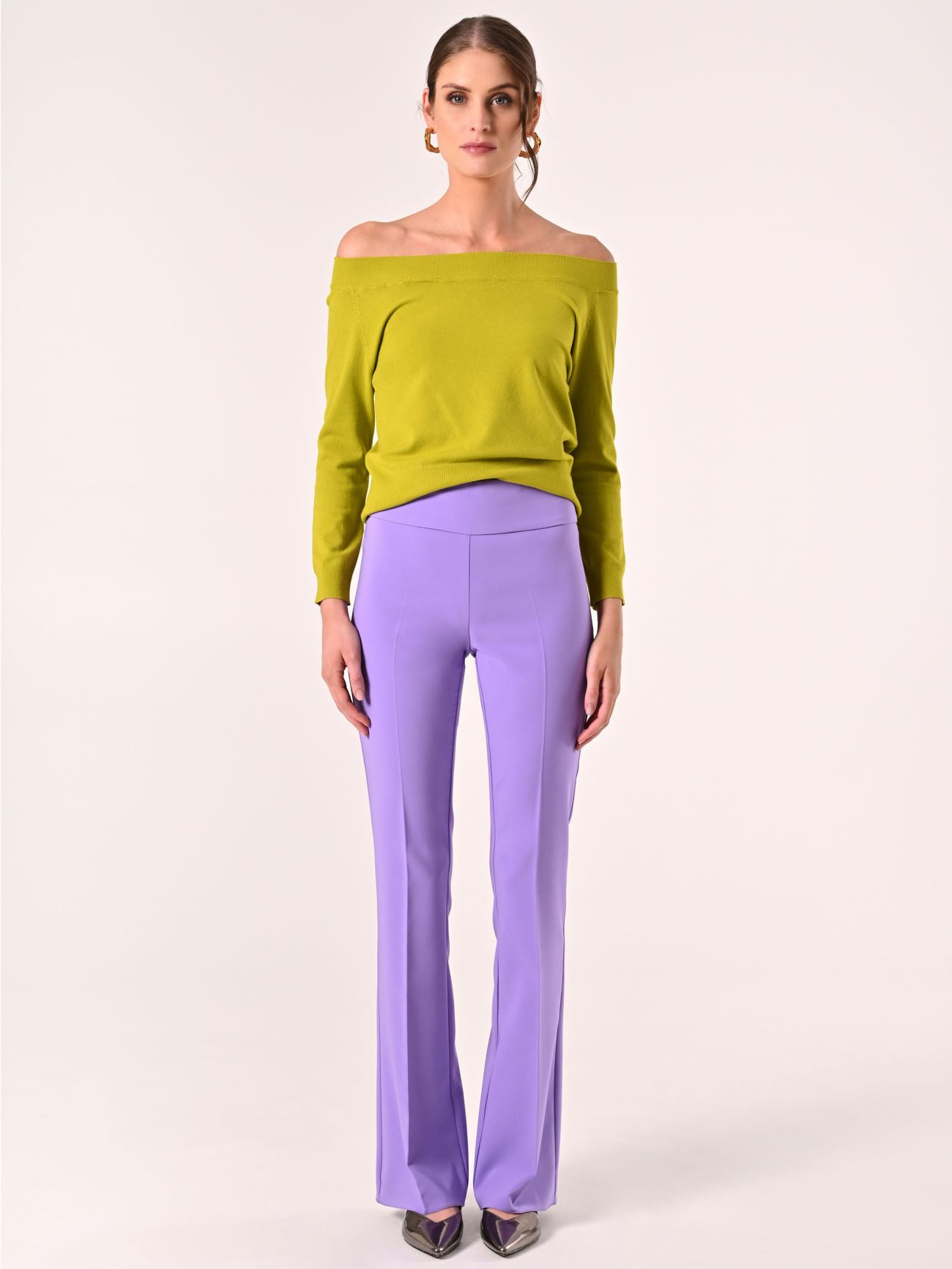Lilac Trousers in Technical Fabric with Waistband det_1