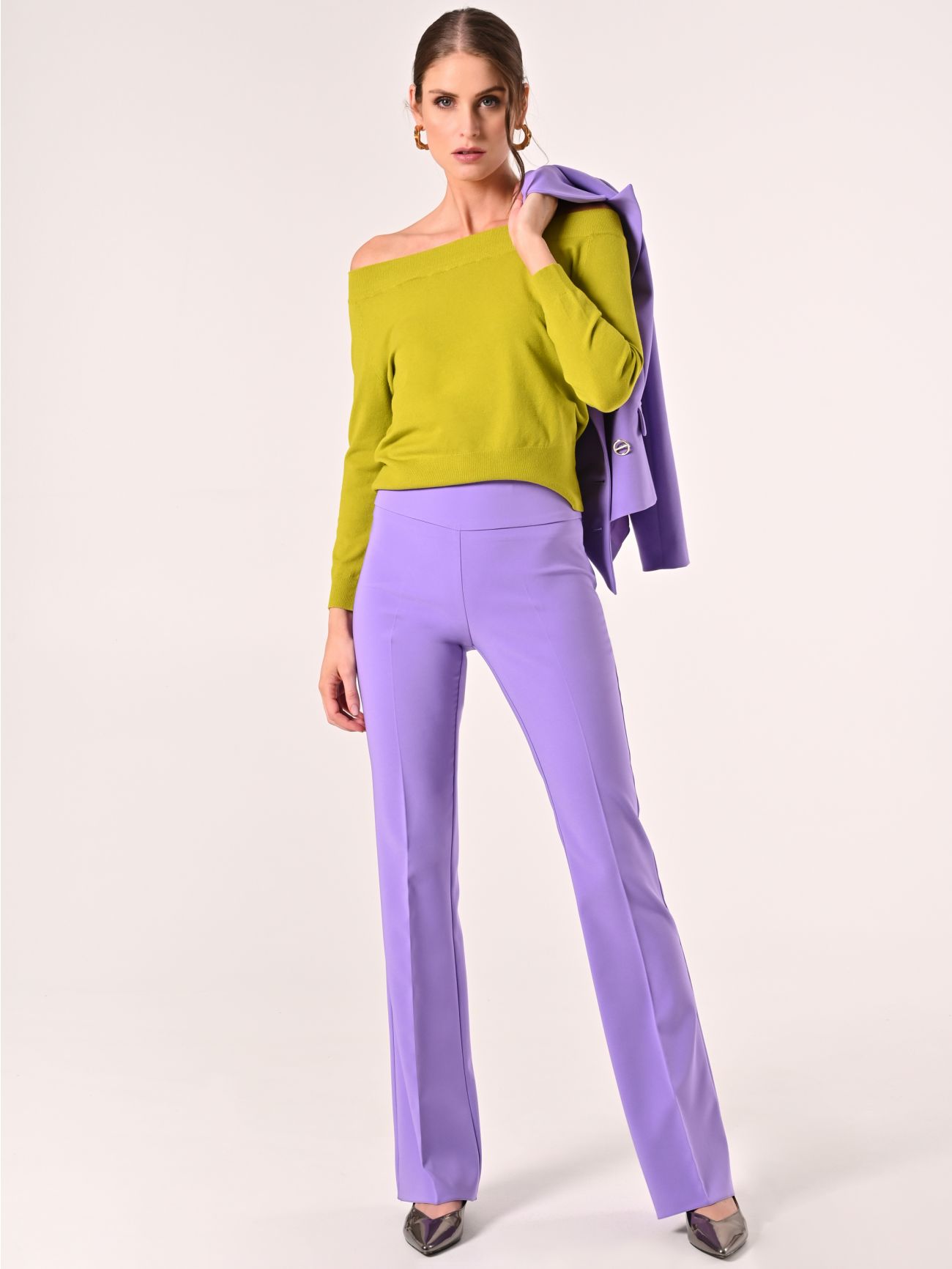 Lilac Trousers in Technical Fabric with Waistband sp_e1
