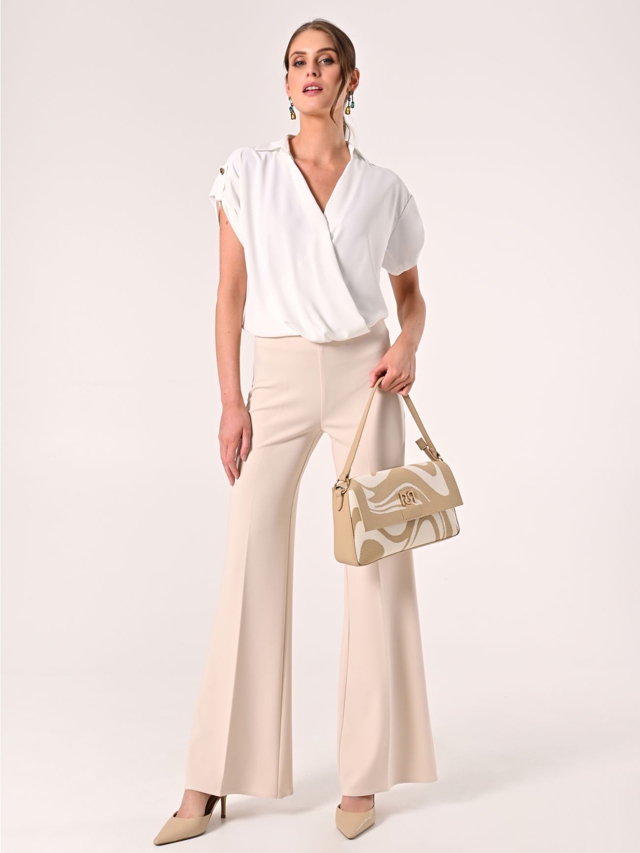 Pantalon beige clair en néoprène  Rinascimento