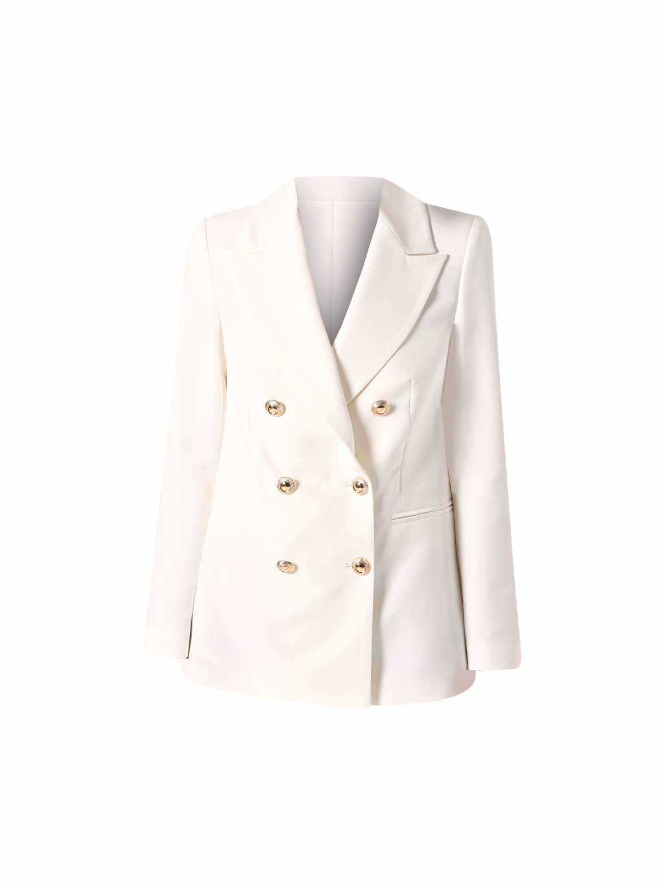 Zweireihige Jacke aus technischem Gewebe in Weiß det_4
