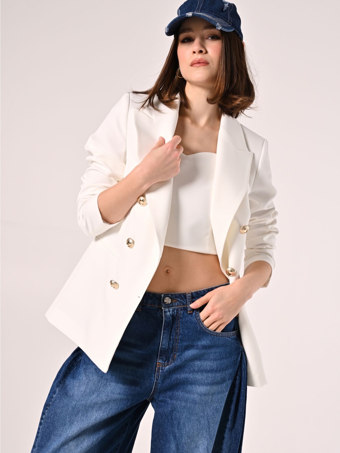 Veste croisée blanche en tissu technique  Rinascimento