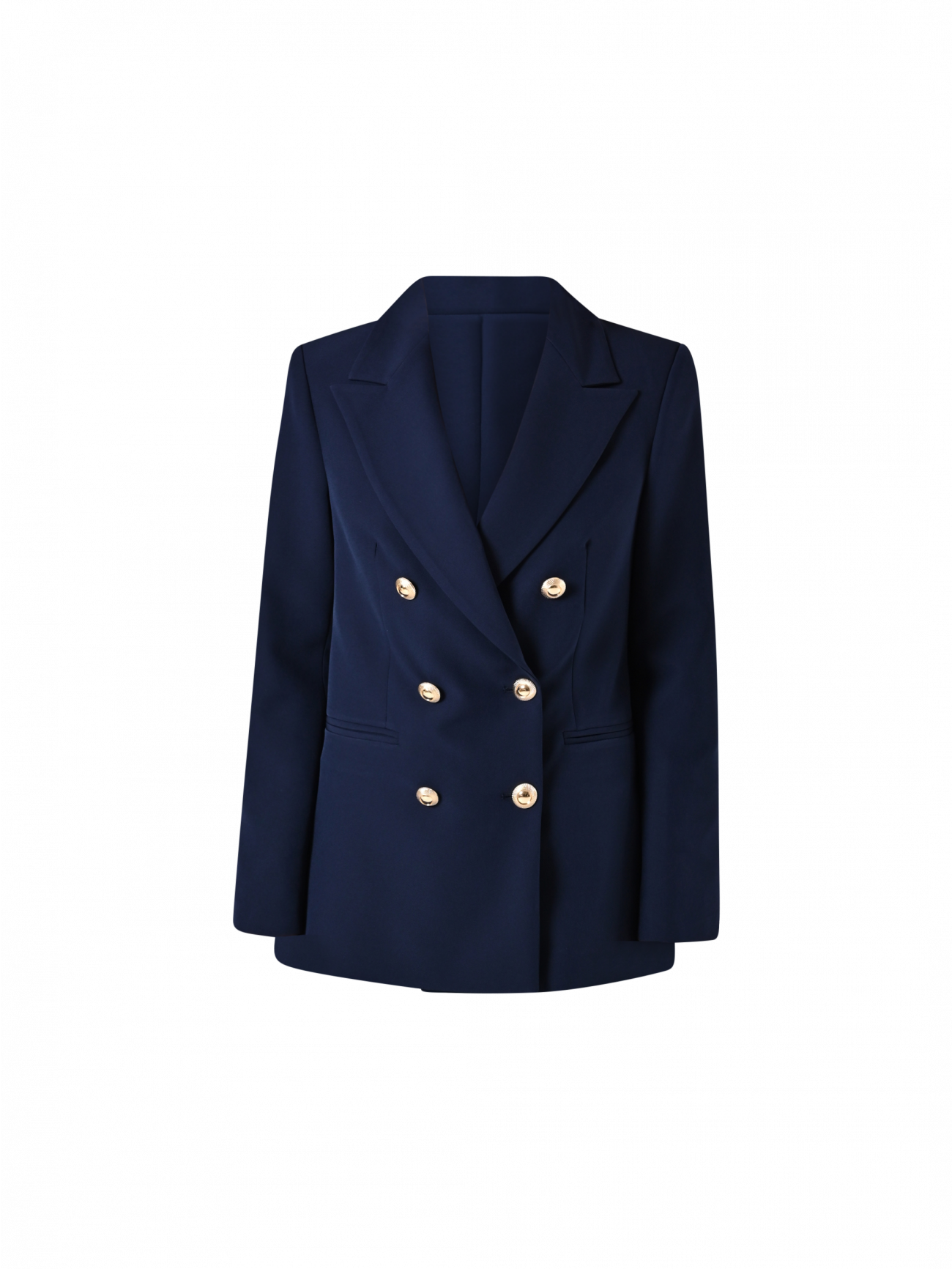 Double-breasted Jacket in Blue Technical Fabric det_4