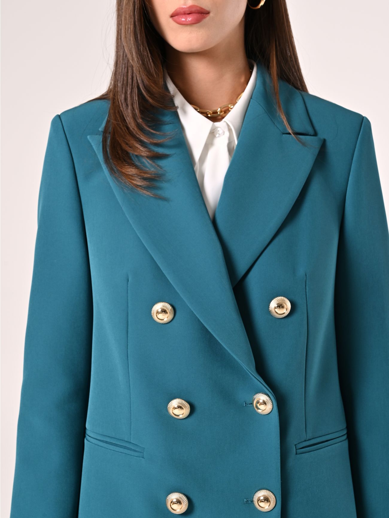 Chaqueta cruzada de tejido técnico verde realeza in_i5