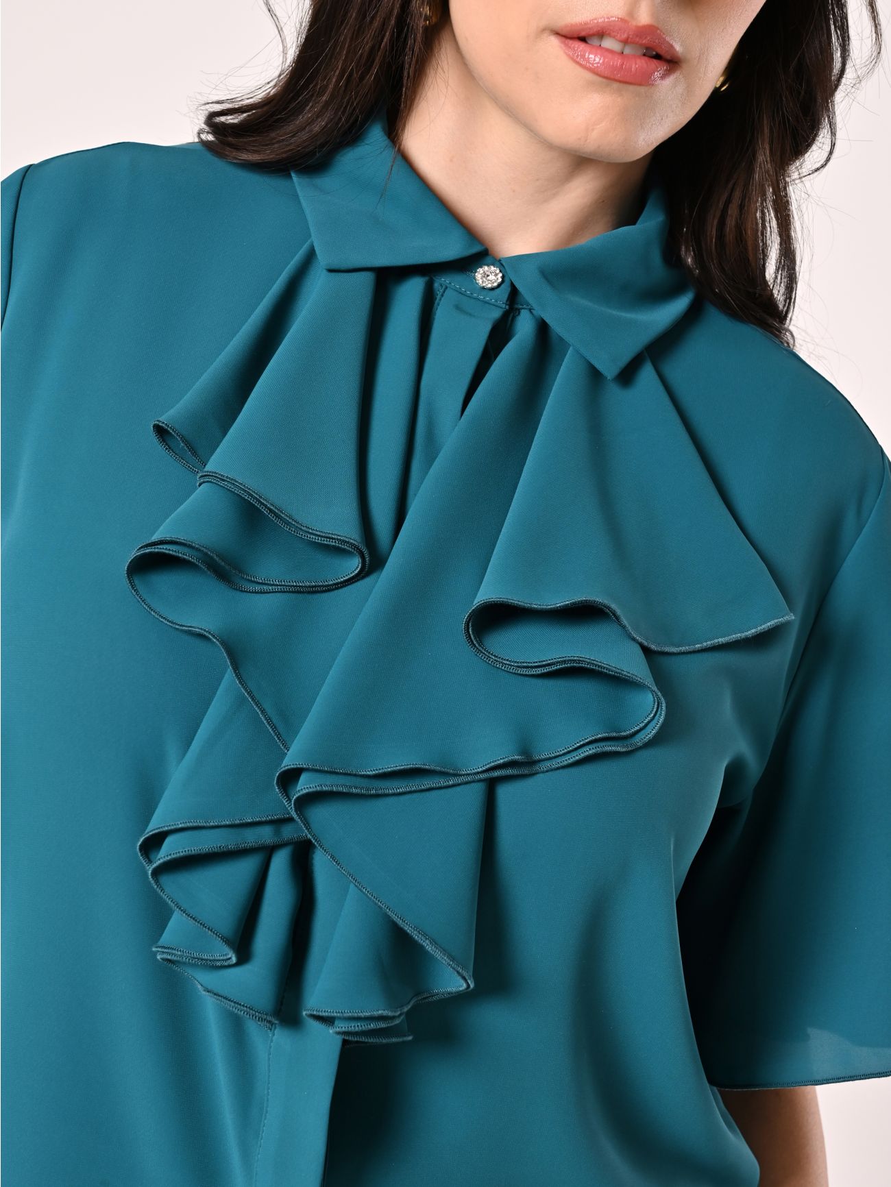 Curvy Royal Green Blouse in_i5