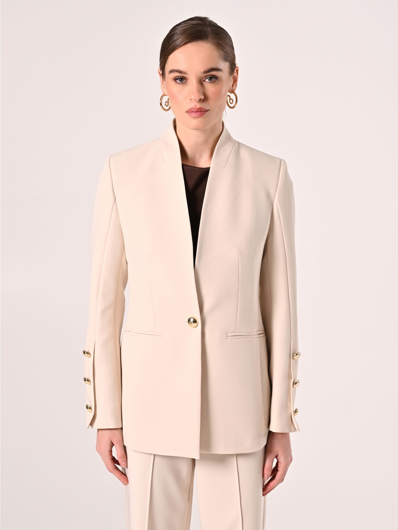 Beige Jacket in Technical Fabric det_2