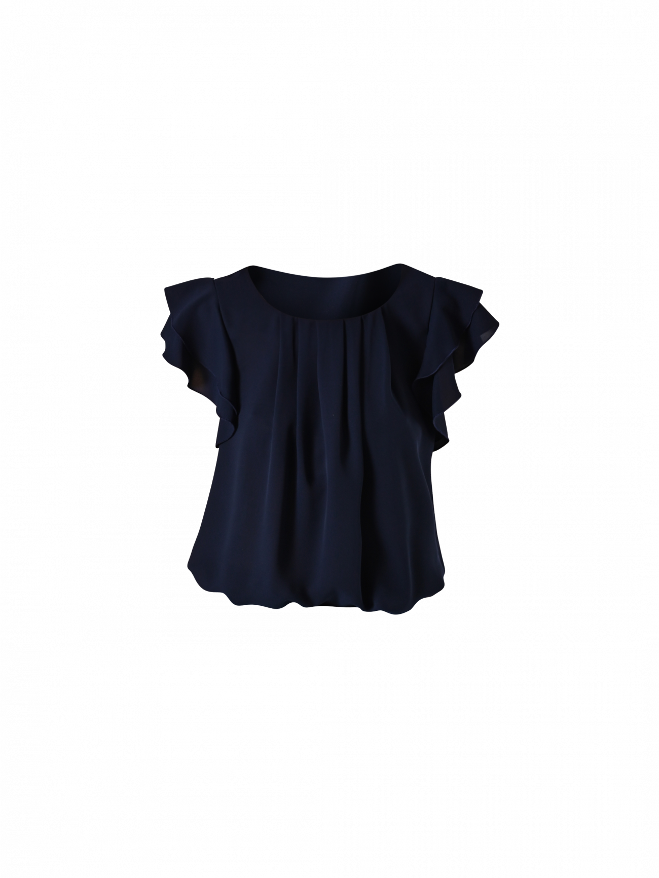 Bluse mit Flügelärmeln in Marineblau det_4