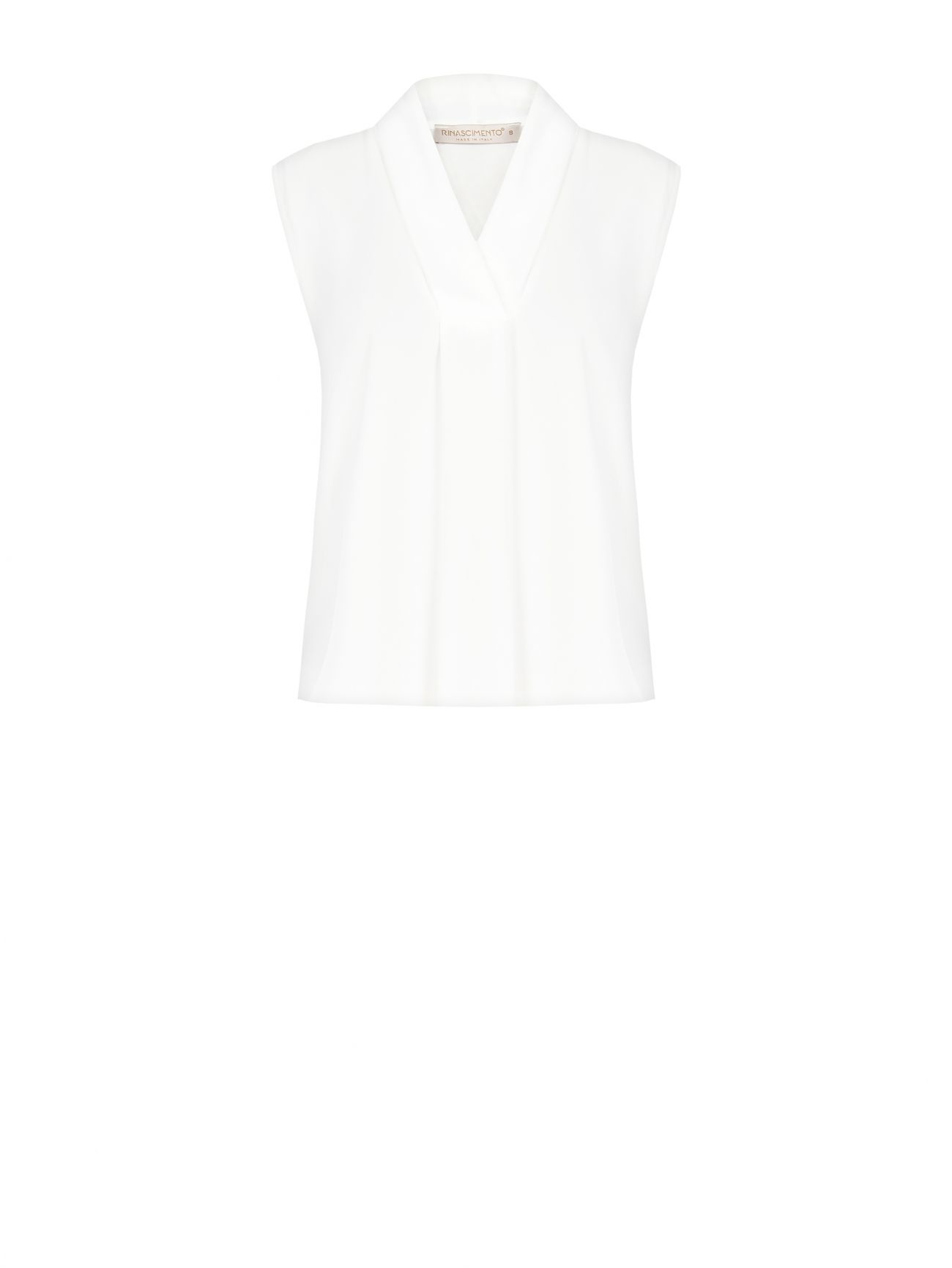 White Blouse with Fold-Over Neck det_4