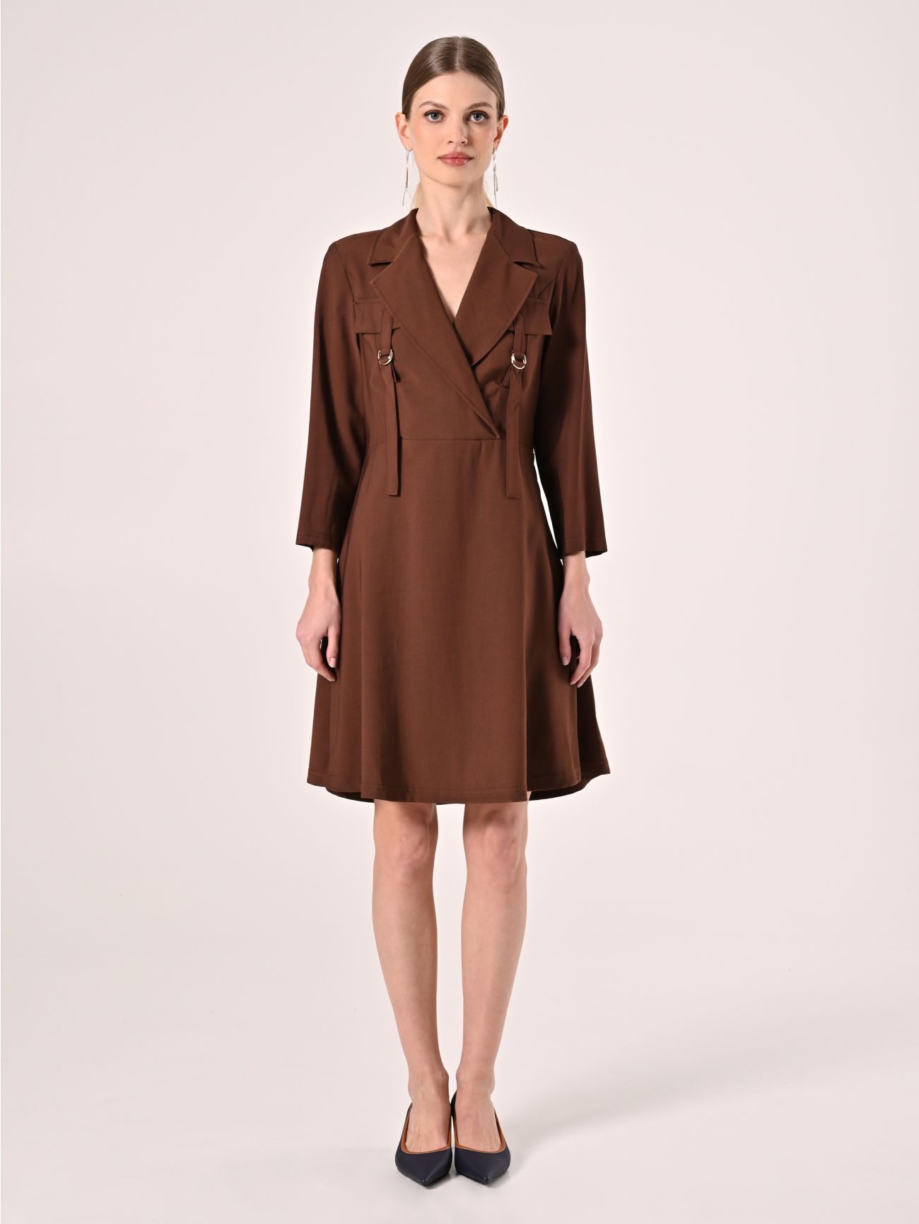 Vestido blazer marrón chocolate det_1