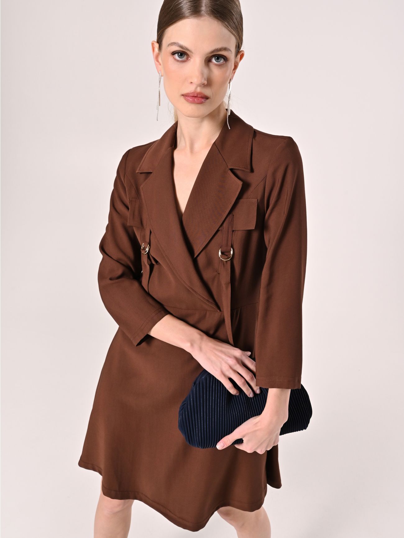 Vestido blazer marrón chocolate sp_e1