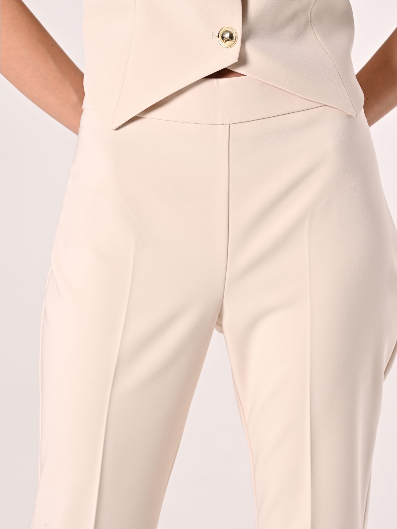 Flared Trousers in Light Beige Technical Fabric in_i5