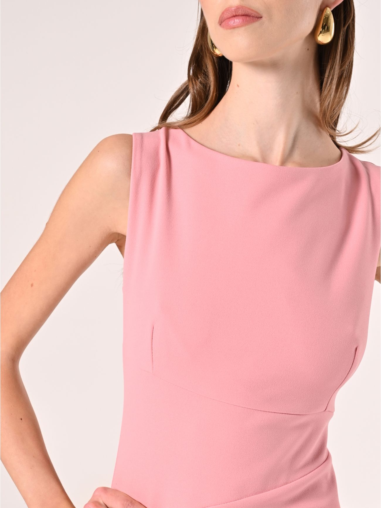 Powder Pink Scuba Crepe Sheath Dress in_i5