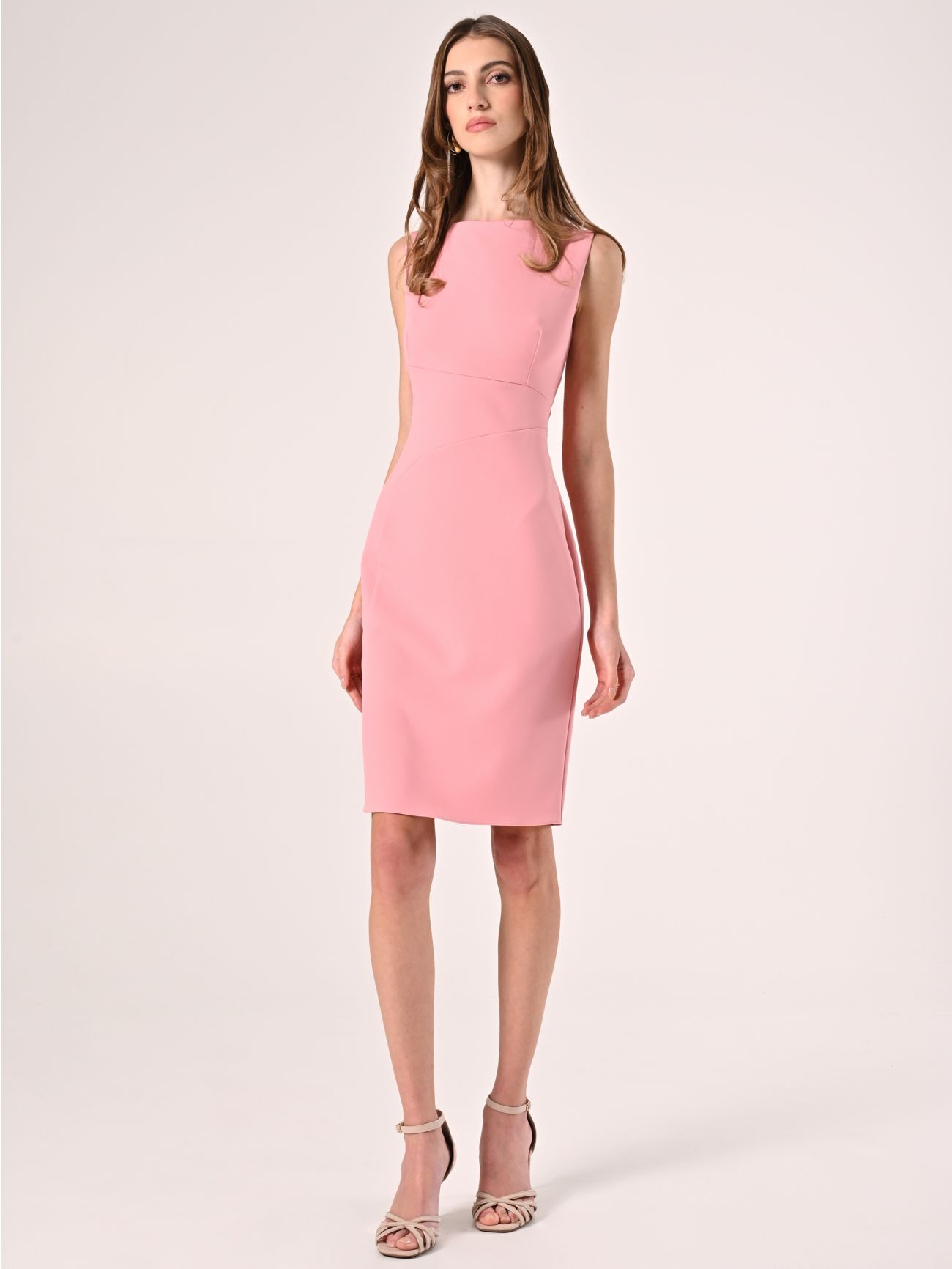 Powder Pink Scuba Crepe Sheath Dress in_i7