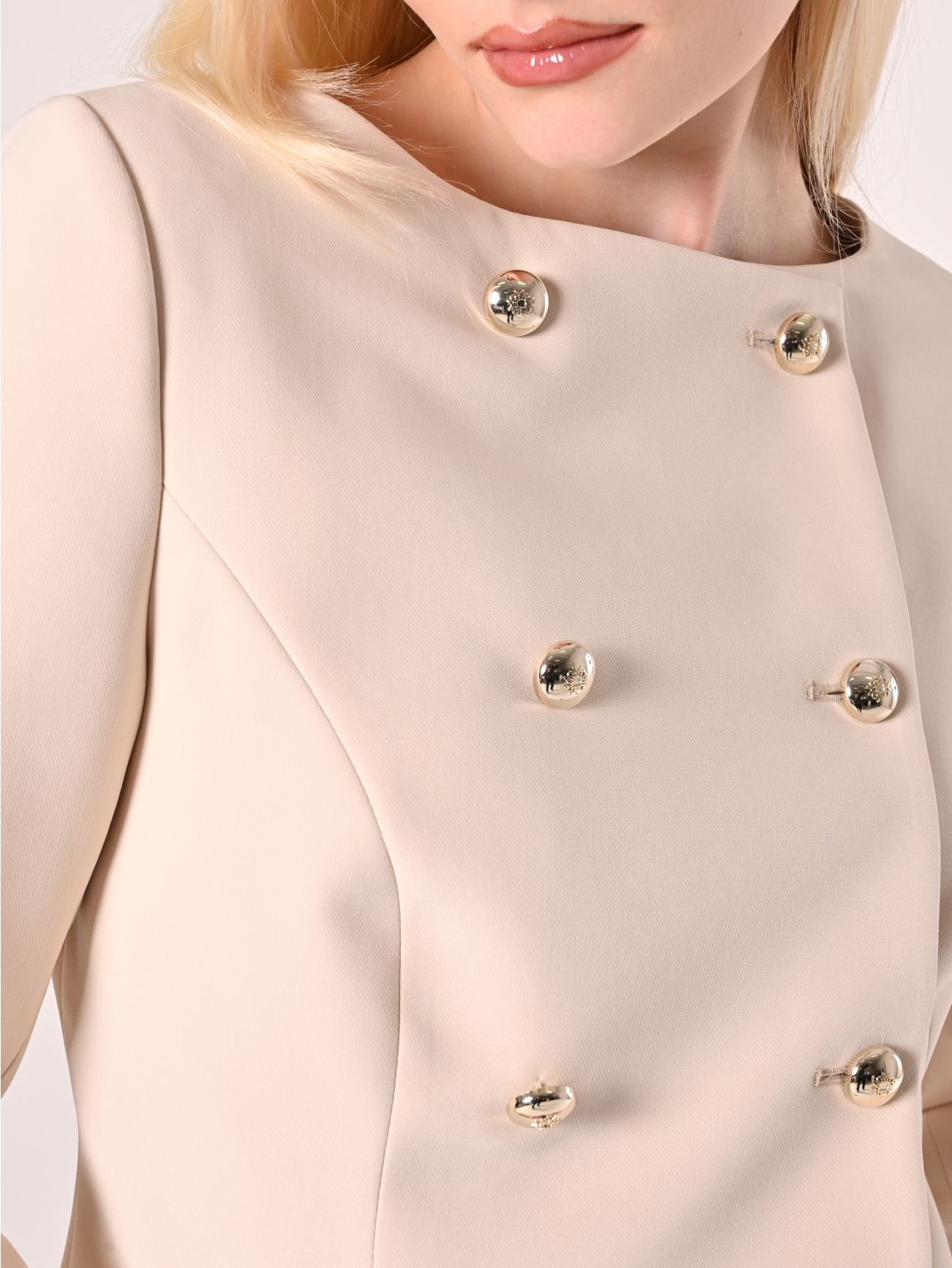 Double-Breasted Jacket in Beige Technical Fabric in_i5