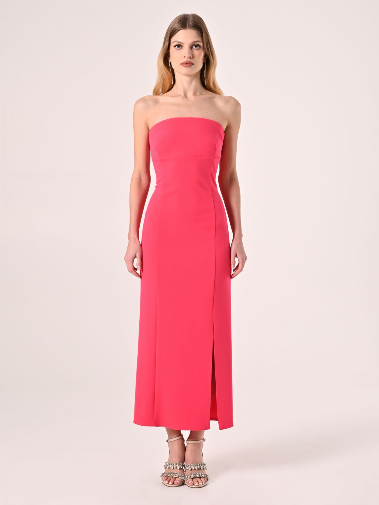 Tubino Midi Fuxia in Scuba mano Crepe det_1