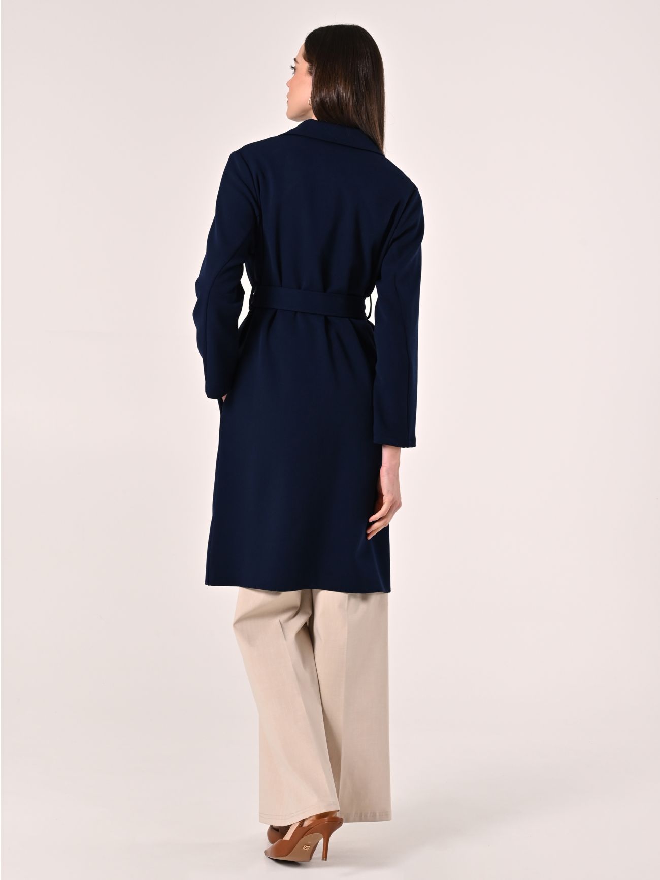 Blue Double Crepe Coat det_3