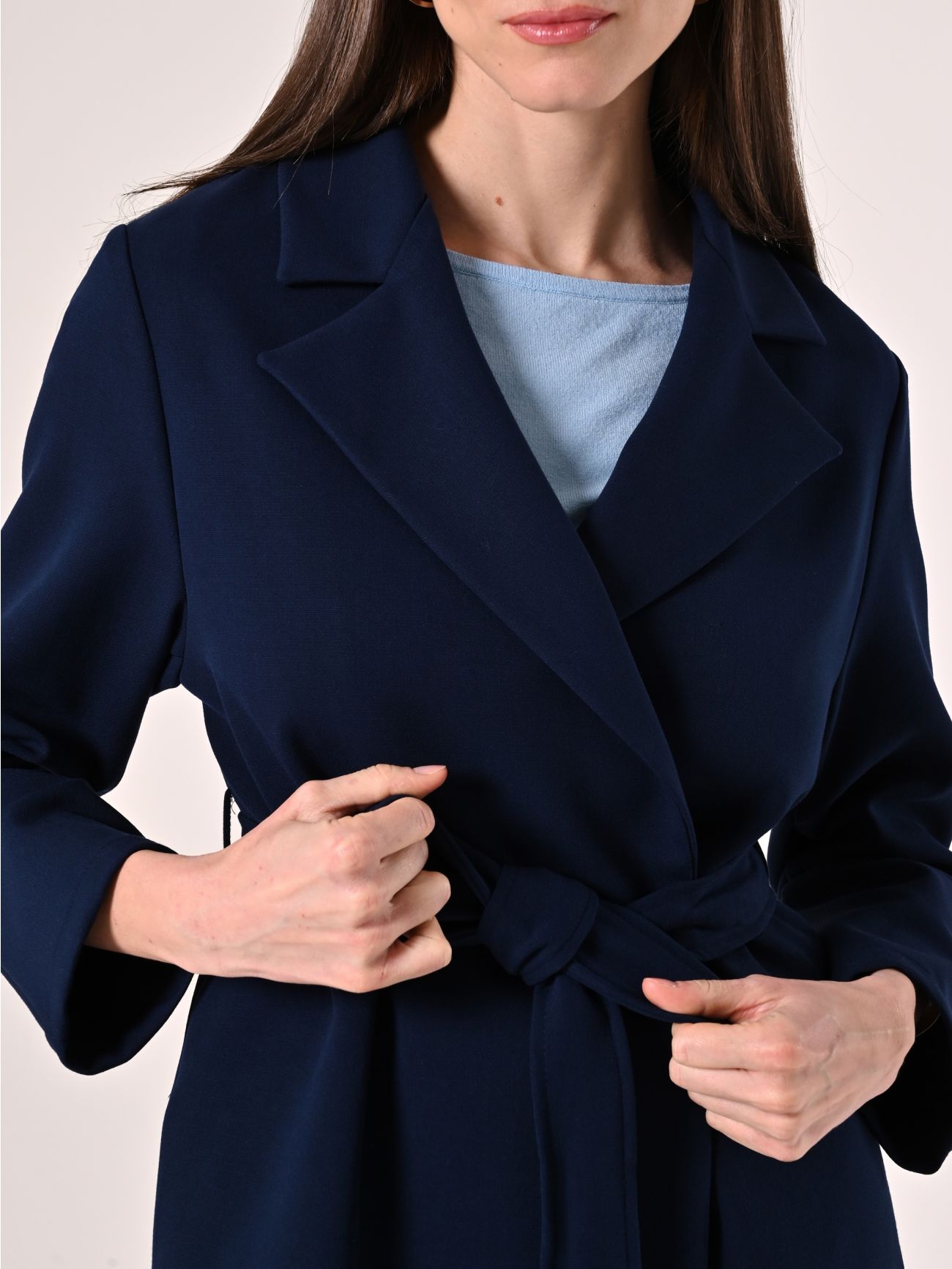 Blue Double Crepe Coat in_i5
